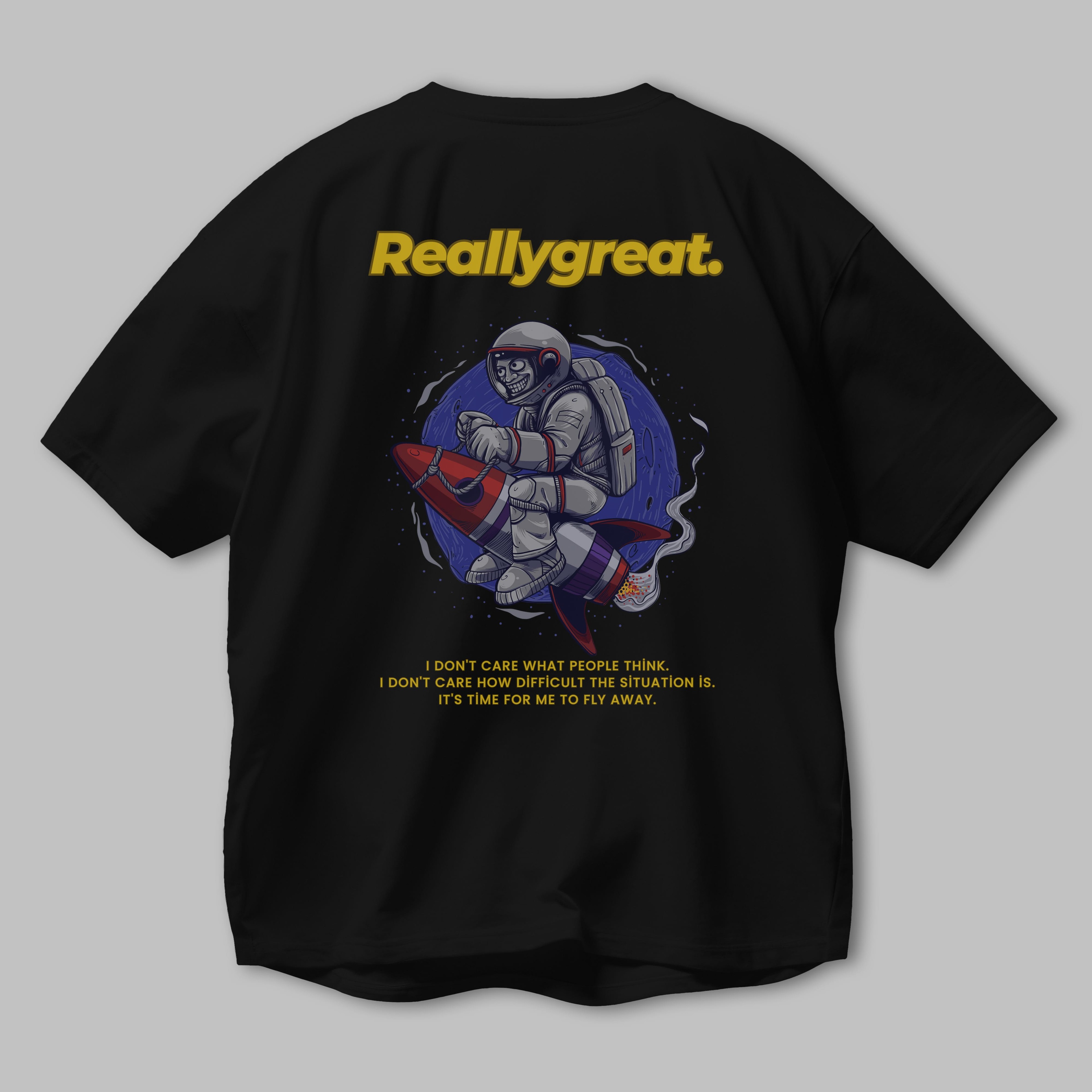 Reallygreat Astronaut Arka Baskılı Oversize t-shirt Erkek Kadın Unisex