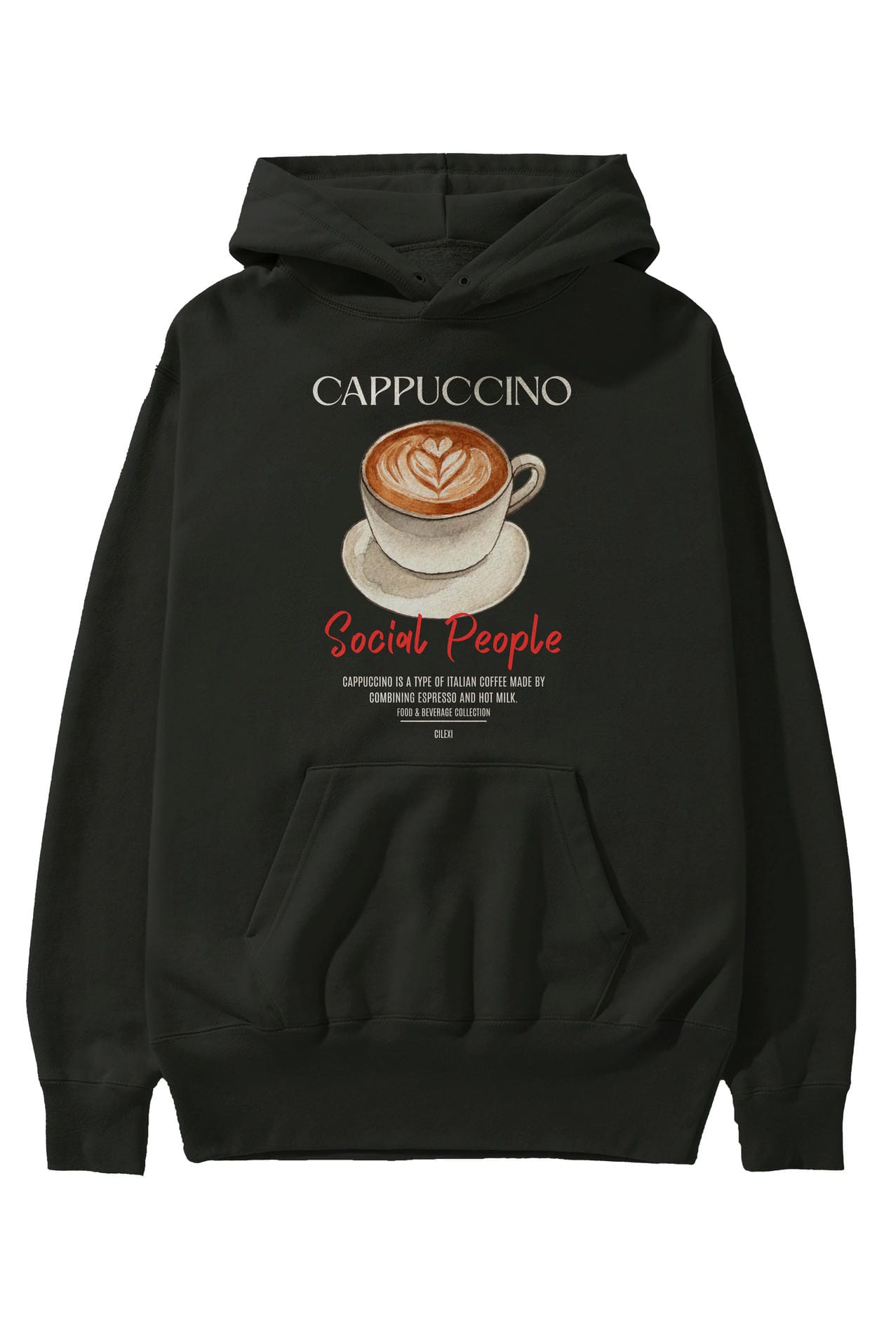 Cappuccino Kokteyl Ön Baskılı Hoodie Oversize Kapüşonlu Sweatshirt Erkek Kadın