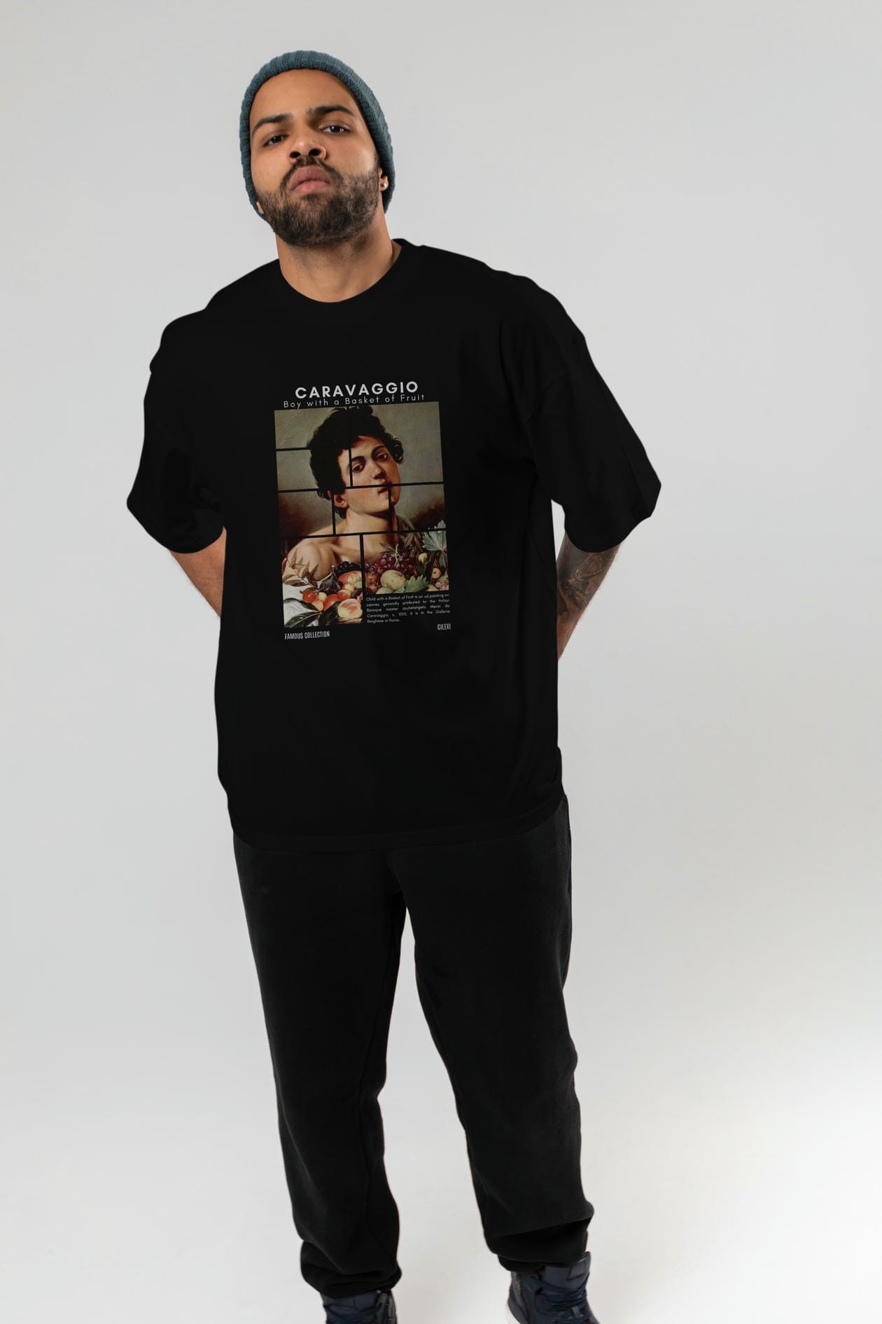 Caravaggio Boy ön Baskılı Oversize t-shirt Erkek Kadın Bisiklet Yaka Pamuk tişort