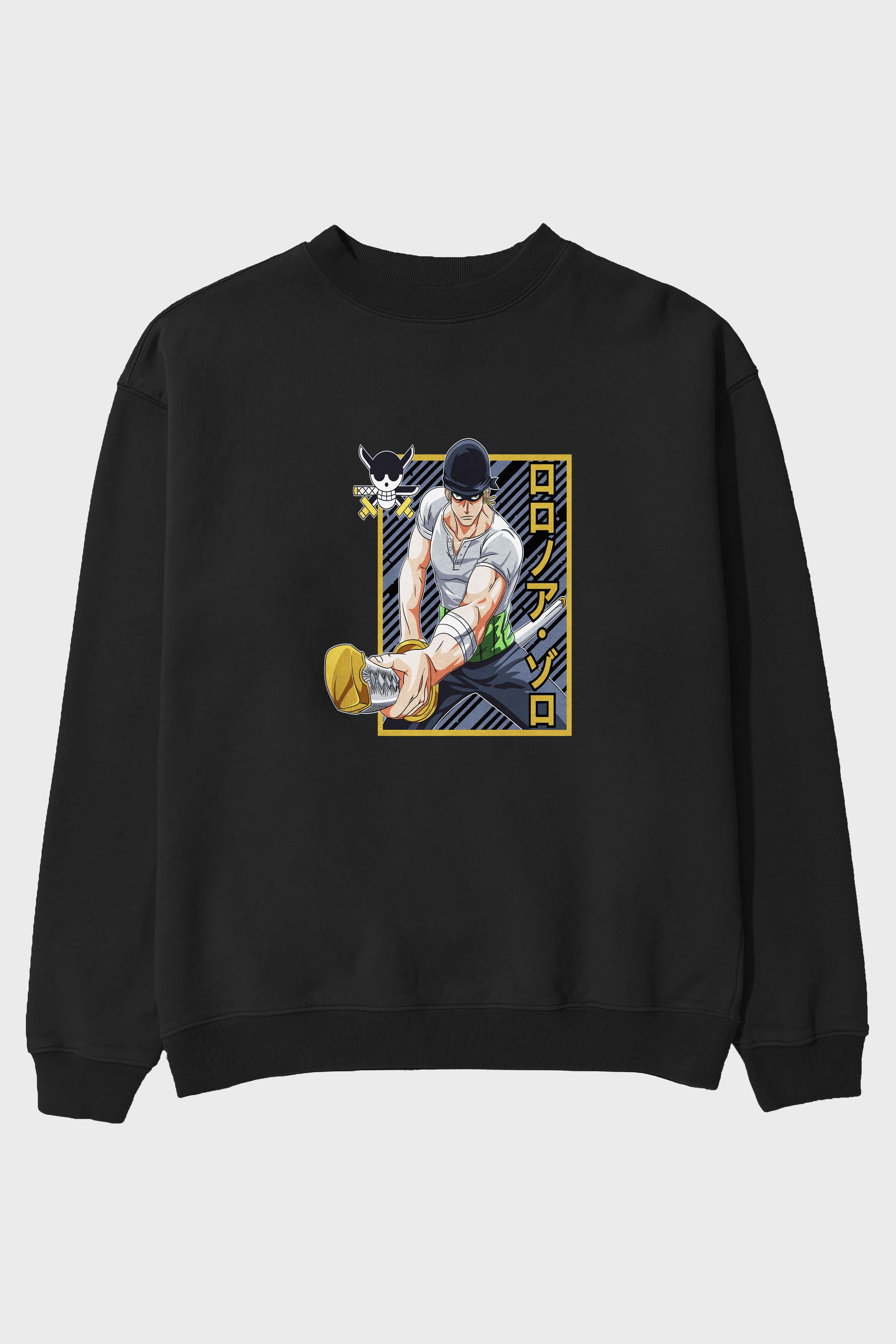 RORONOA ZORO Anime Ön Baskılı Oversize Sweatshirt Erkek Kadın Unisex