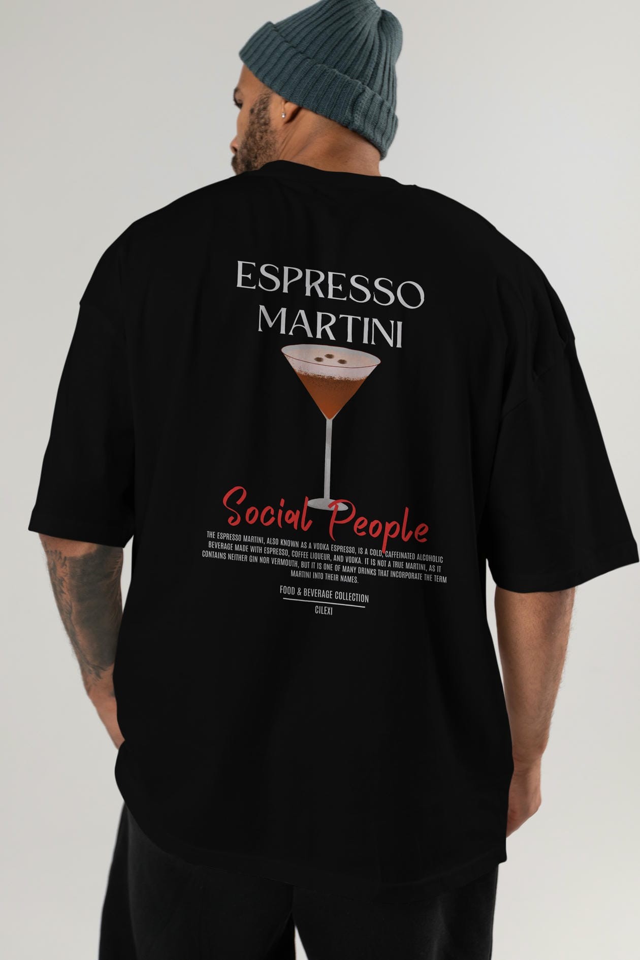 Espresso Martını Kokteyl Serisi Baskılı Oversize t-shirt Erkek Kadın Unisex %100 Pamuk Bisiklet Yaka tişort