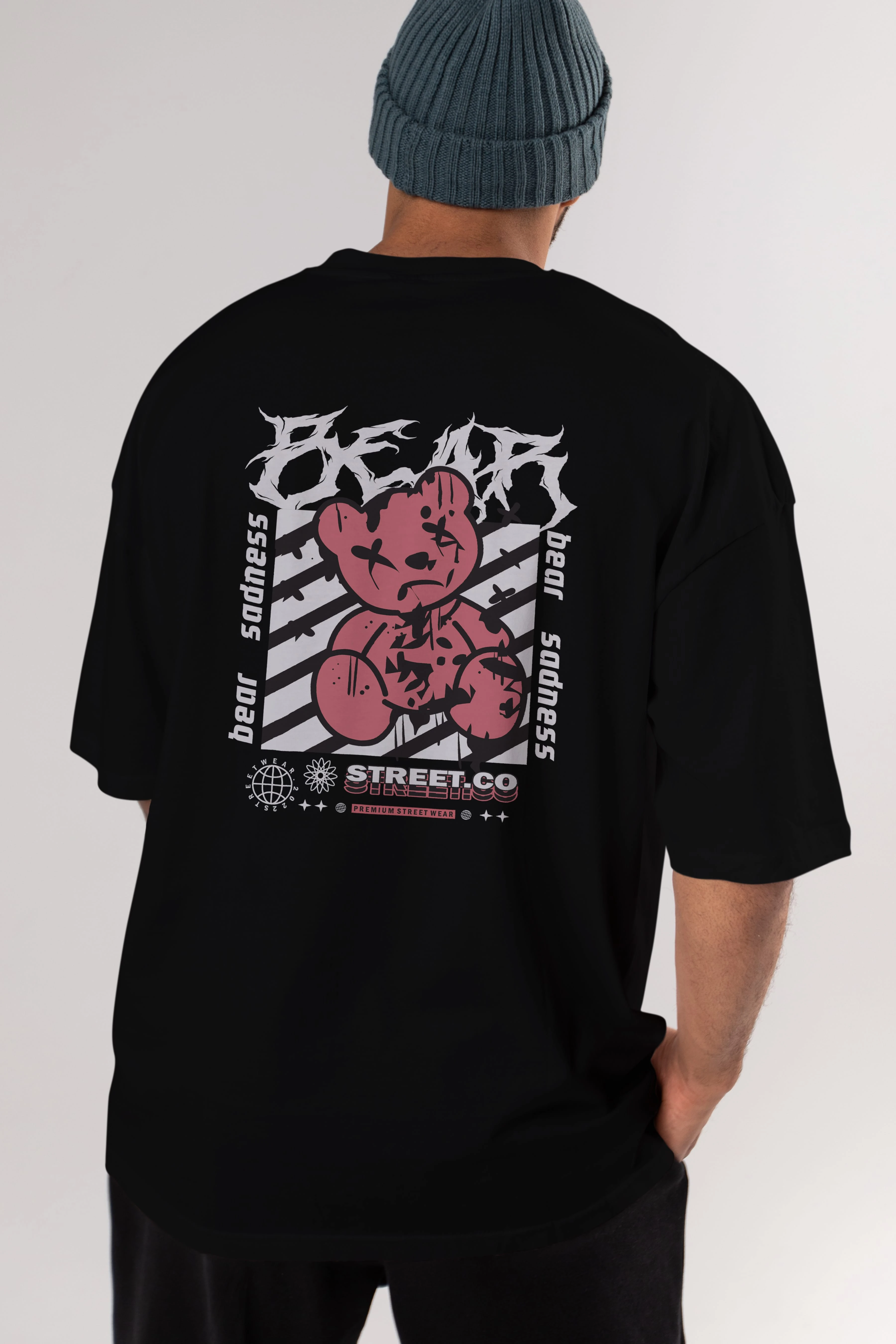 Bear Sadness Arka Baskılı Oversize t-shirt Erkek Kadın Unisex