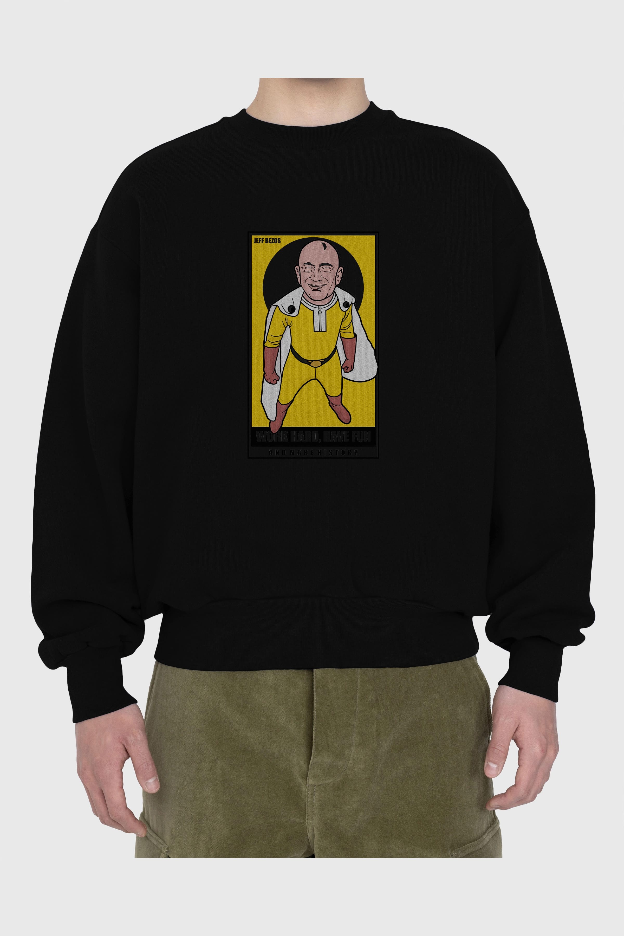 Jeff Bezos Saitama Ön Baskılı Oversize Sweatshirt Erkek Kadın Unisex