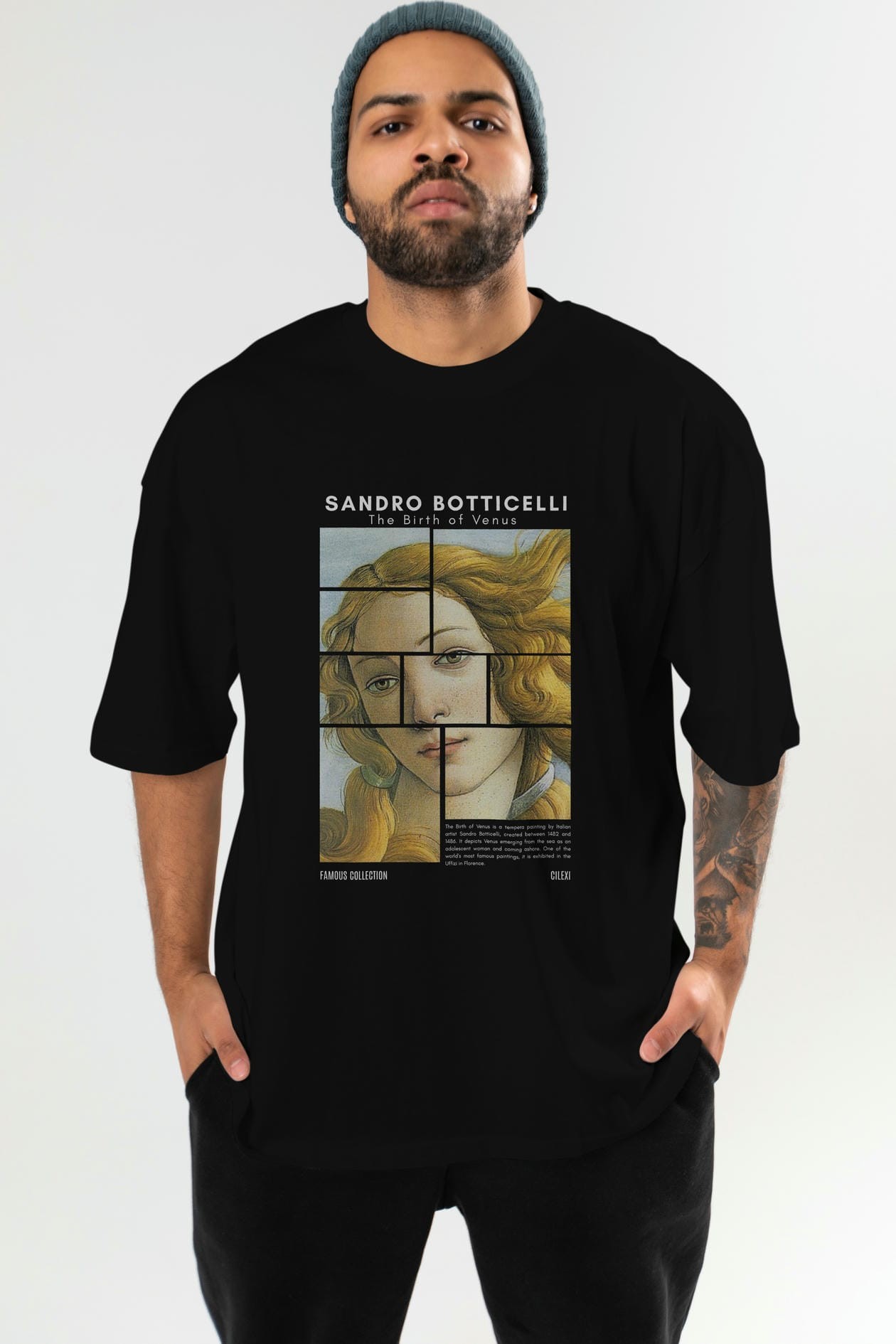 Sandro Botticelli ön Baskılı Oversize t-shirt Erkek Kadın Bisiklet Yaka Pamuk tişort