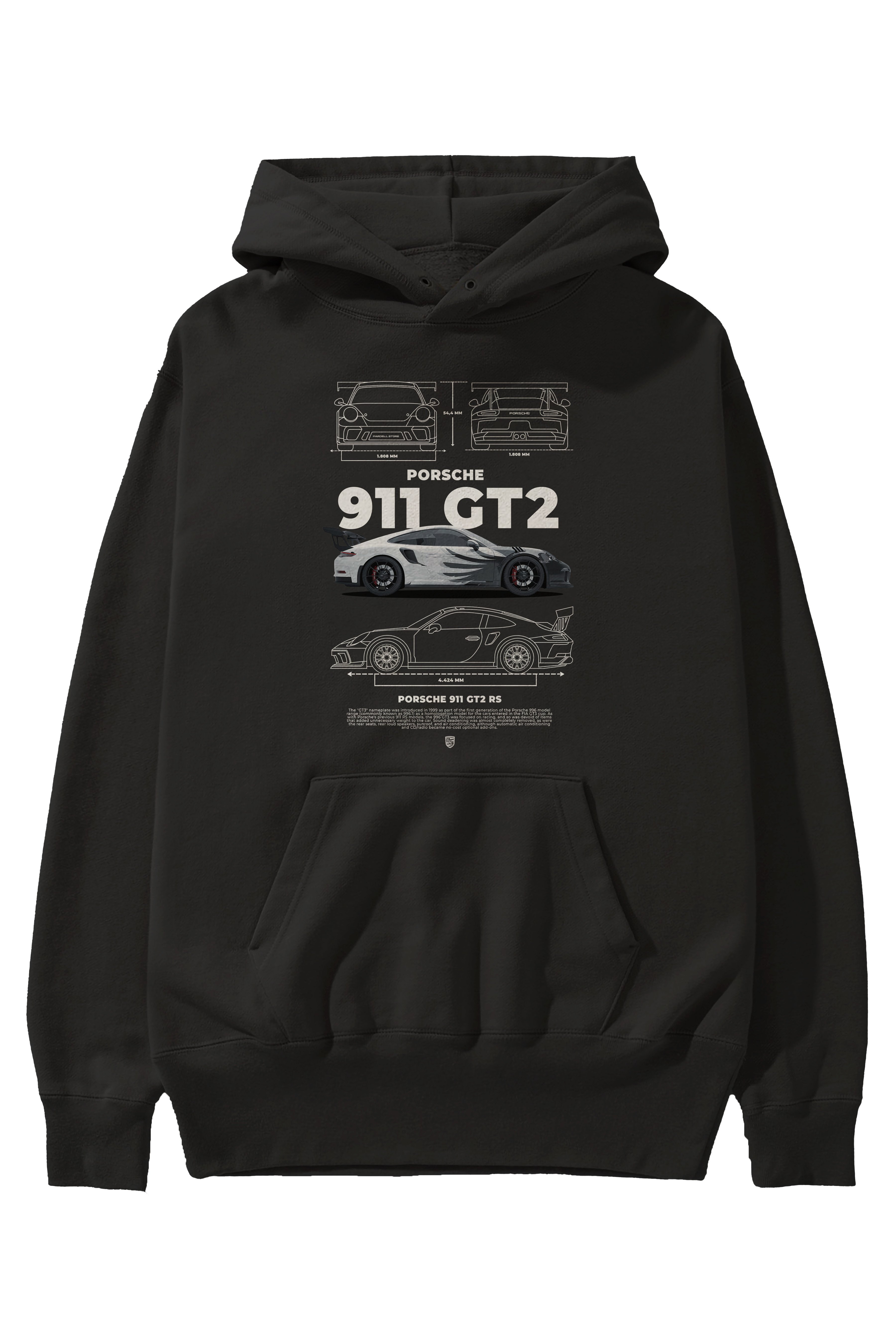 PORSCHE 911 GT2 RS 3 Ön Baskılı Hoodie Oversize Kapüşonlu Sweatshirt Erkek Kadın Unisex