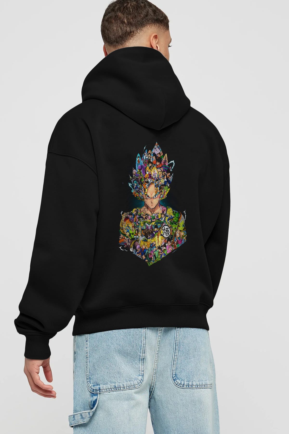 DRAGON BALL ART Anime Arka Baskılı Hoodie Oversize Kapüşonlu Sweatshirt Erkek Kadın Unisex