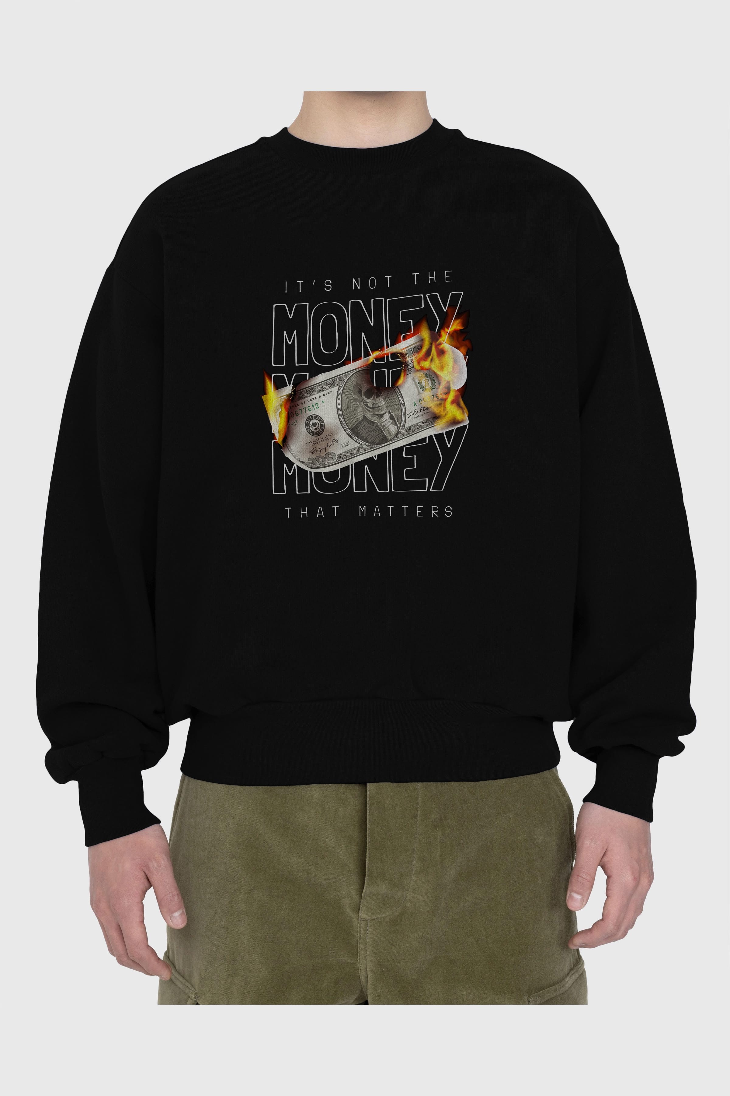 Teddy Bear Its Not The Money Ön Baskılı Oversize Sweatshirt Erkek Kadın Unisex