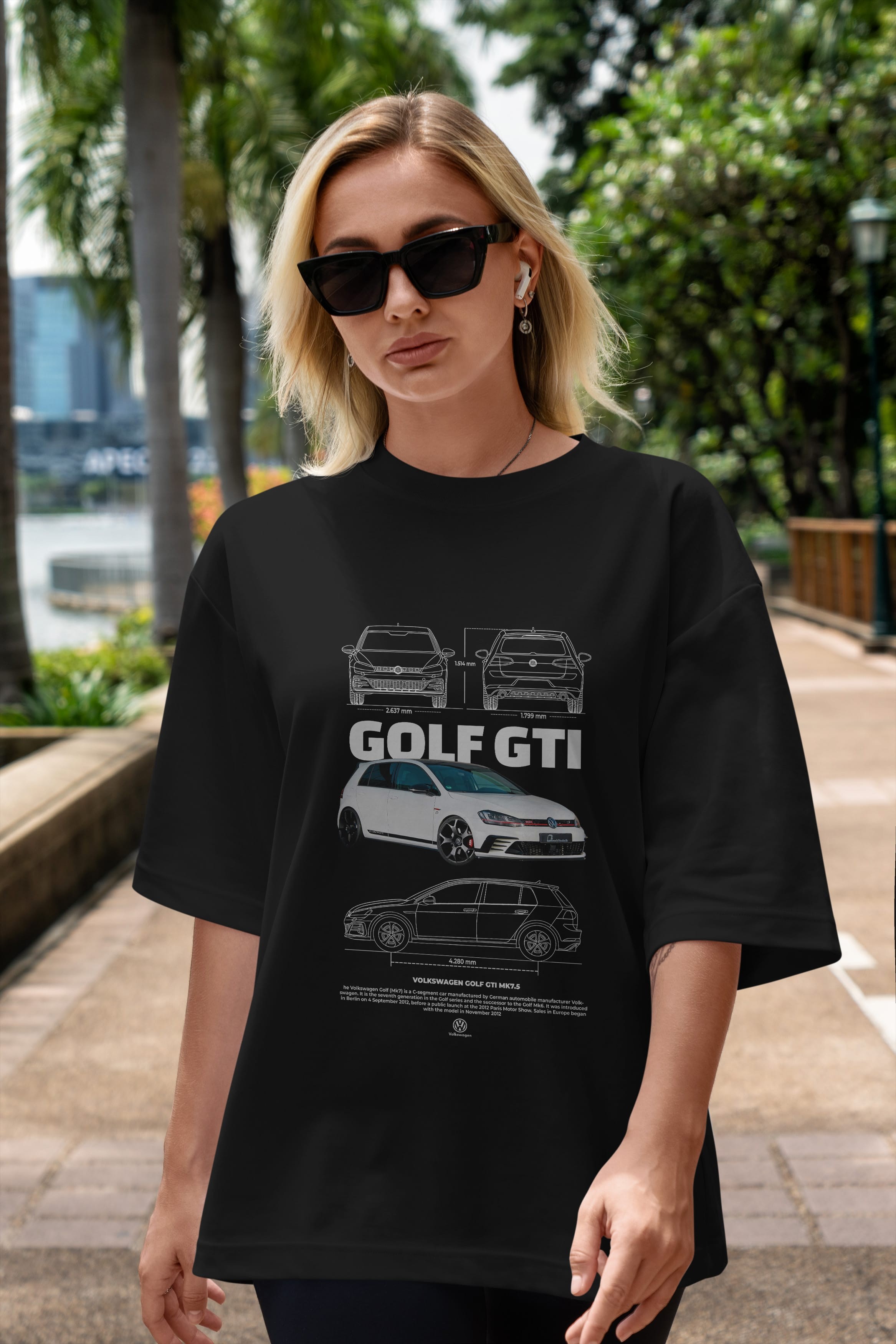 VOLKSWAGEN Golf GTI MK7 Ön Baskılı Oversize t-shirt Erkek Kadın Unisex %100 Pamuk Bisiklet Yaka tişort