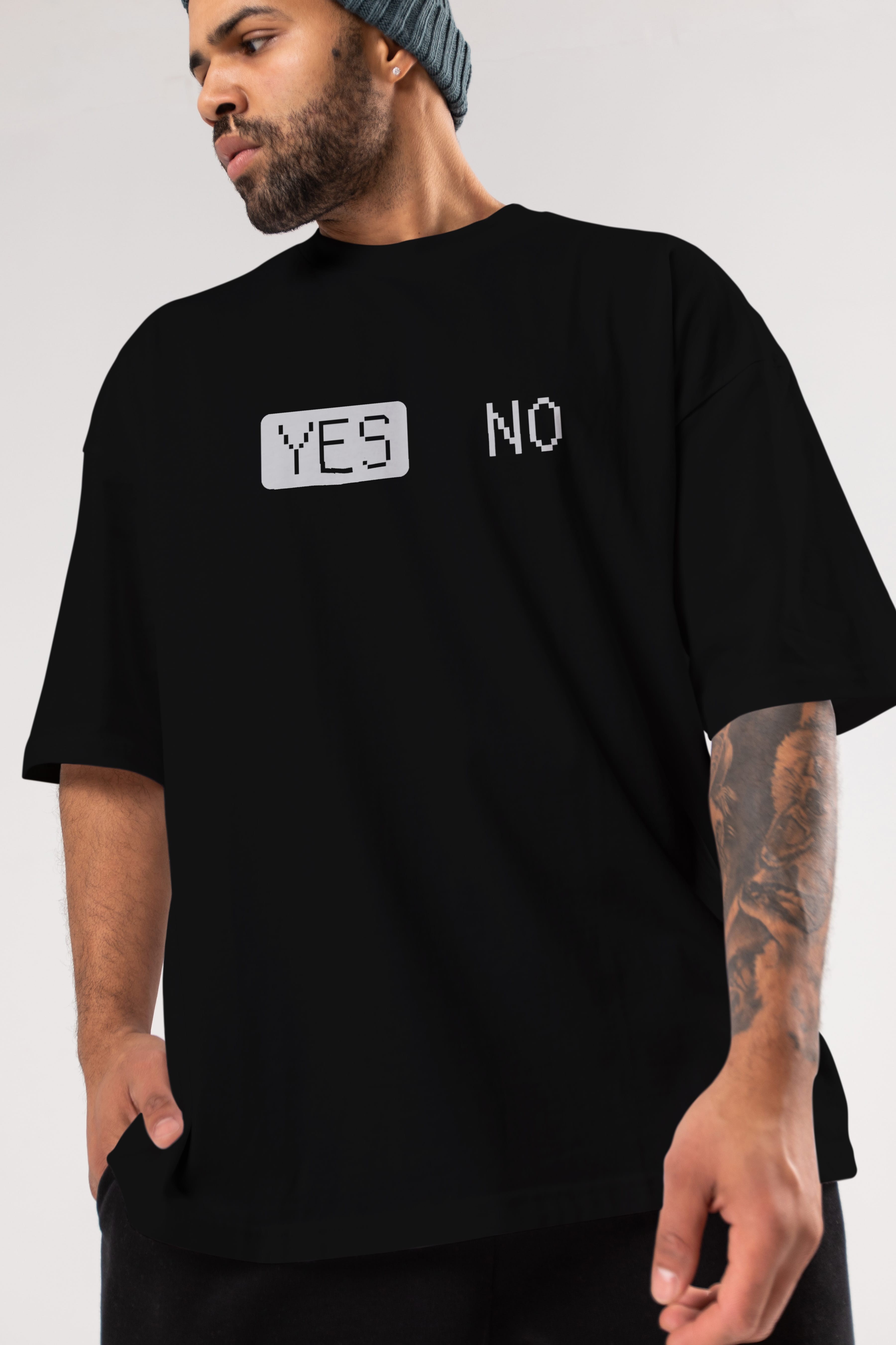 Yes No Ön Baskılı Oversize t-shirt %100 pamuk Erkek Kadın Unisex