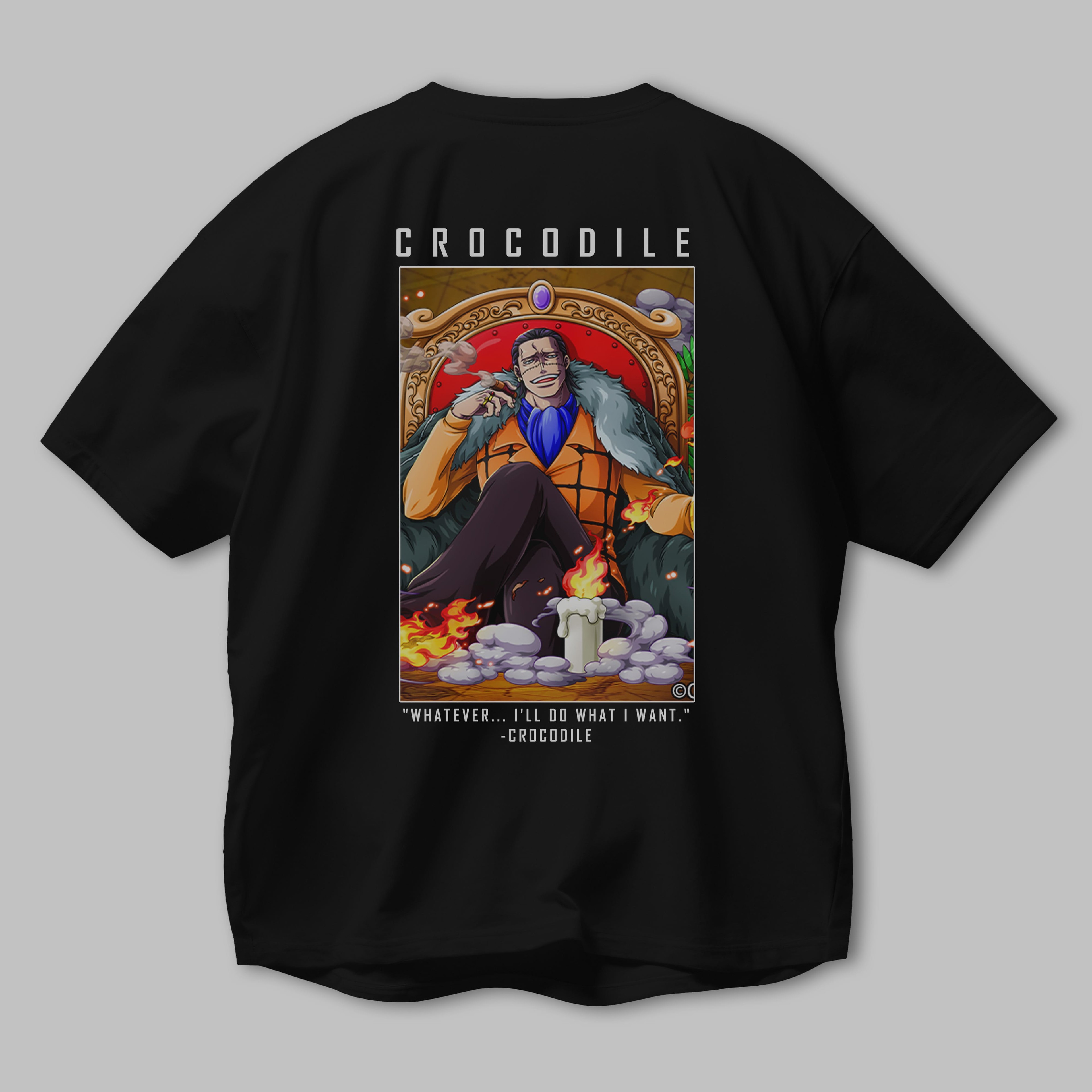 Crocodile Anime Arka Baskılı Oversize t-shirt Erkek Kadın Unisex %100 pamuk tişort