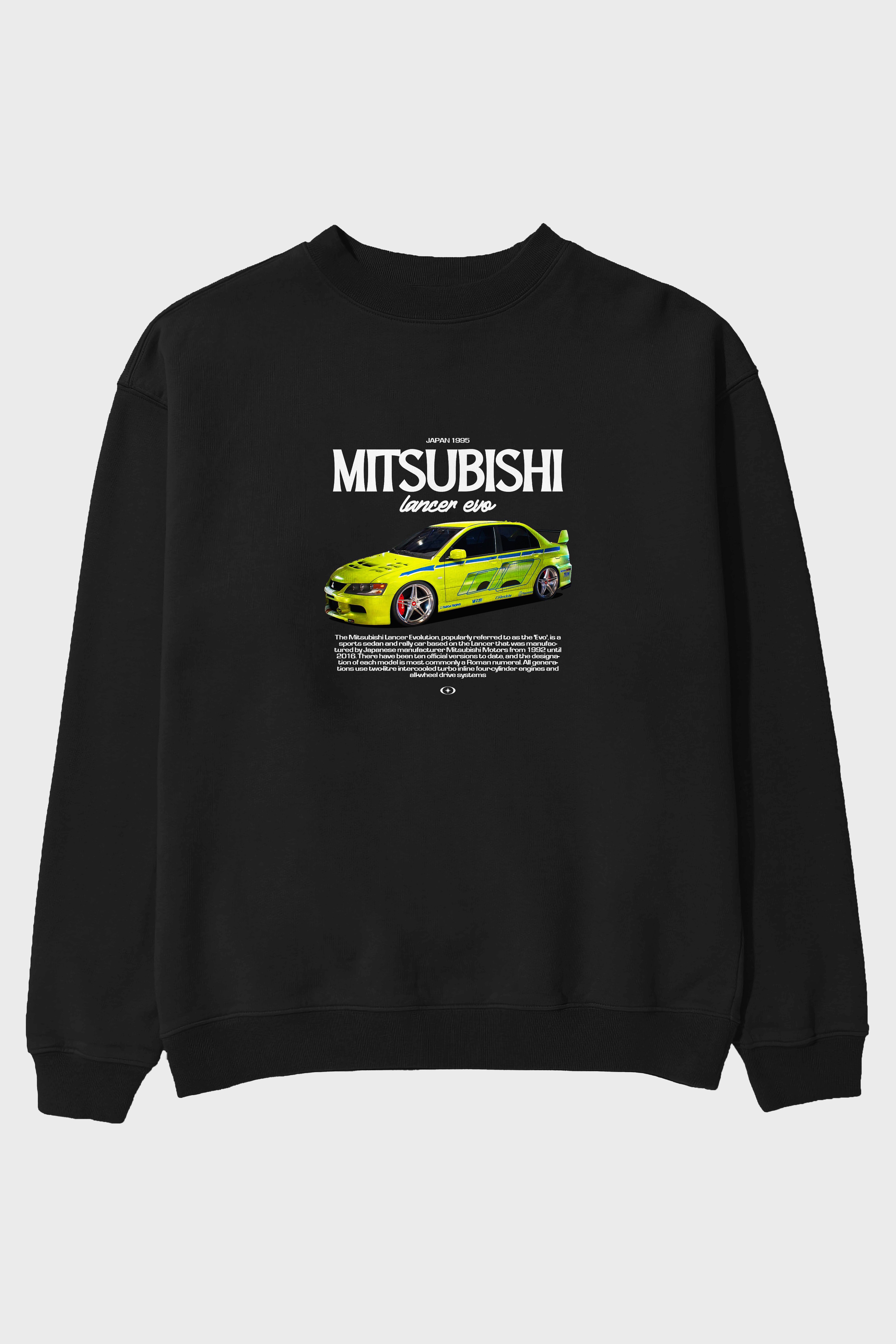 MITSUBISHI LANCER EVO 3 Ön Baskılı Anime Oversize Sweatshirt Erkek Kadın Unisex