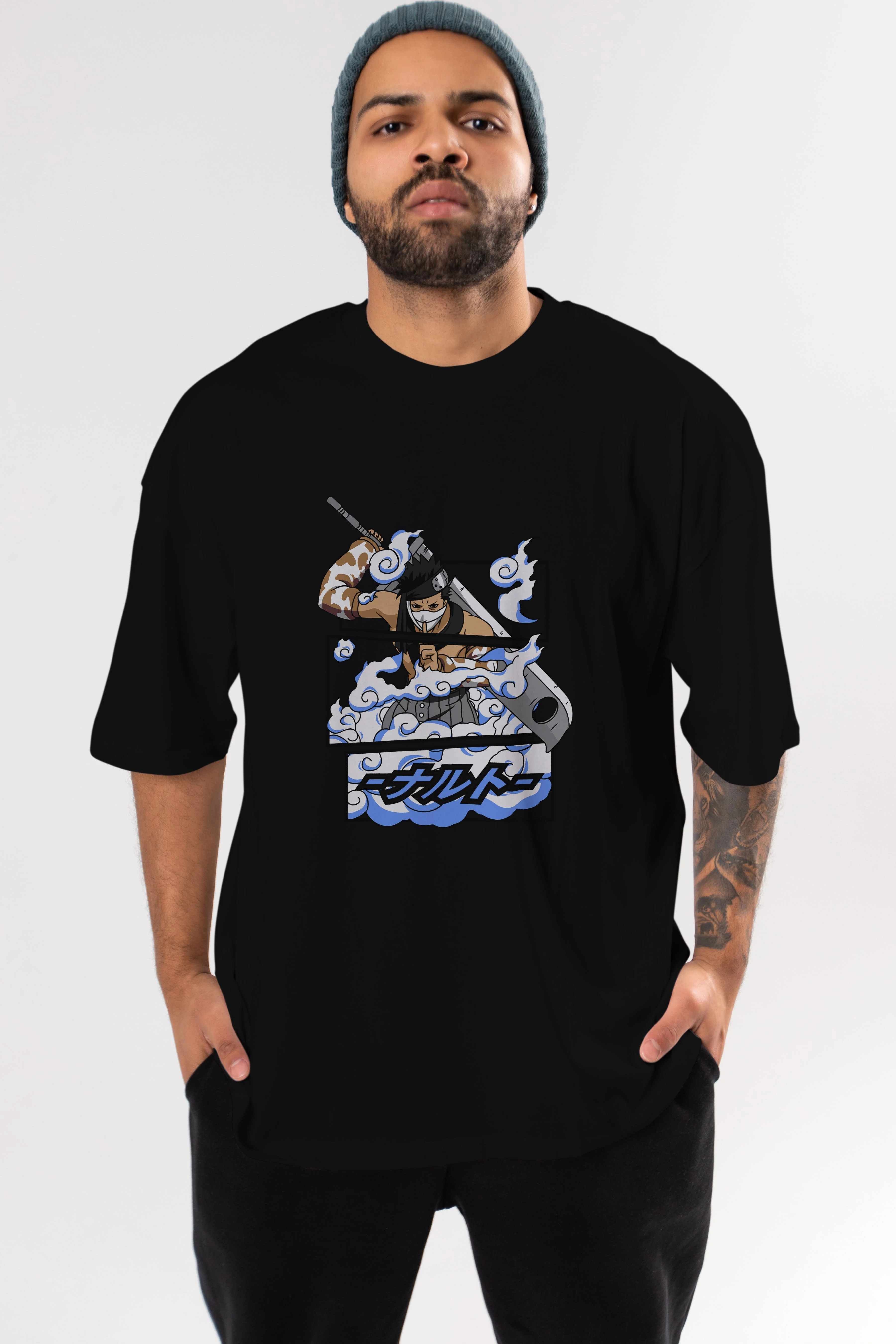 zabuza momochi Anime Ön Baskılı Oversize t-shirt %100 pamuk Erkek Kadın Unisex