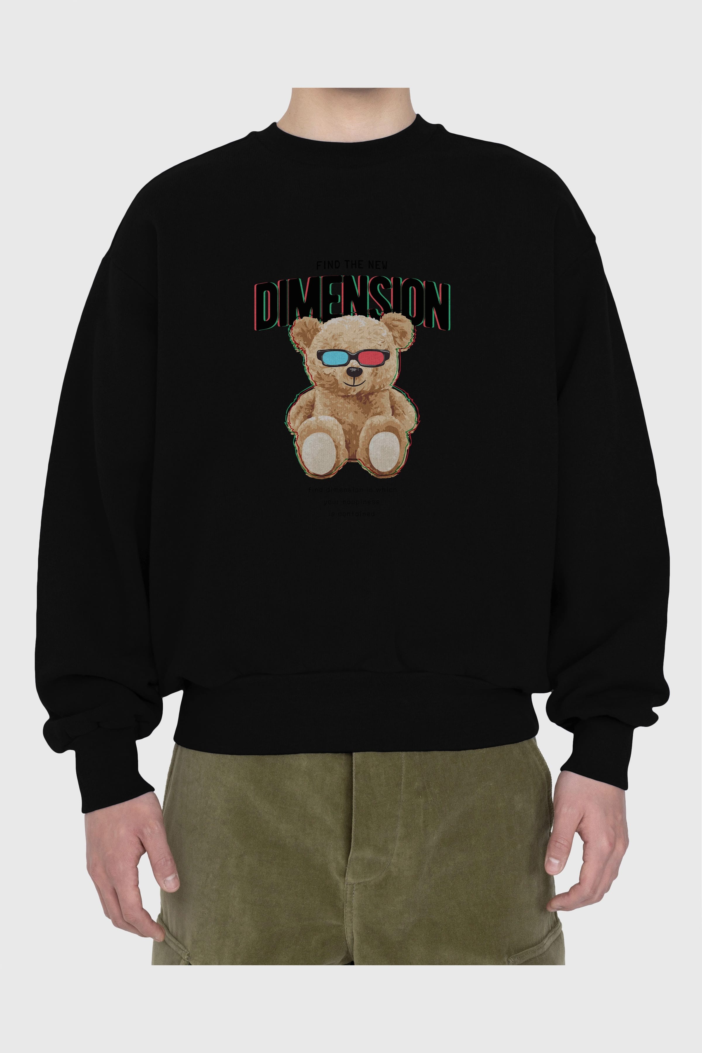 Teddy Bear Dimension Ön Baskılı Oversize Sweatshirt Erkek Kadın Unisex