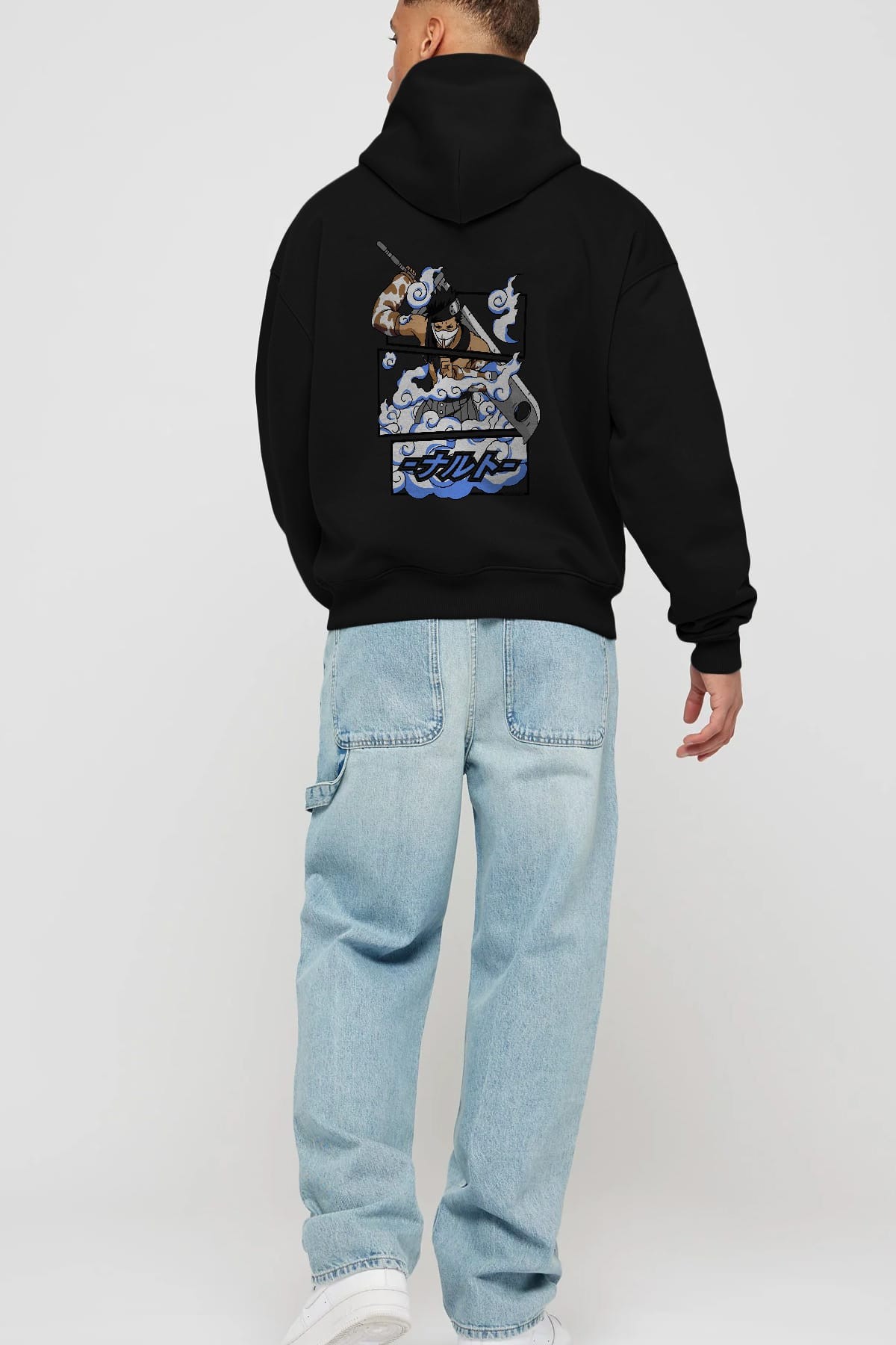 zabuza momochi Anime Arka Baskılı Hoodie Oversize Kapüşonlu Sweatshirt Erkek Kadın Unisex