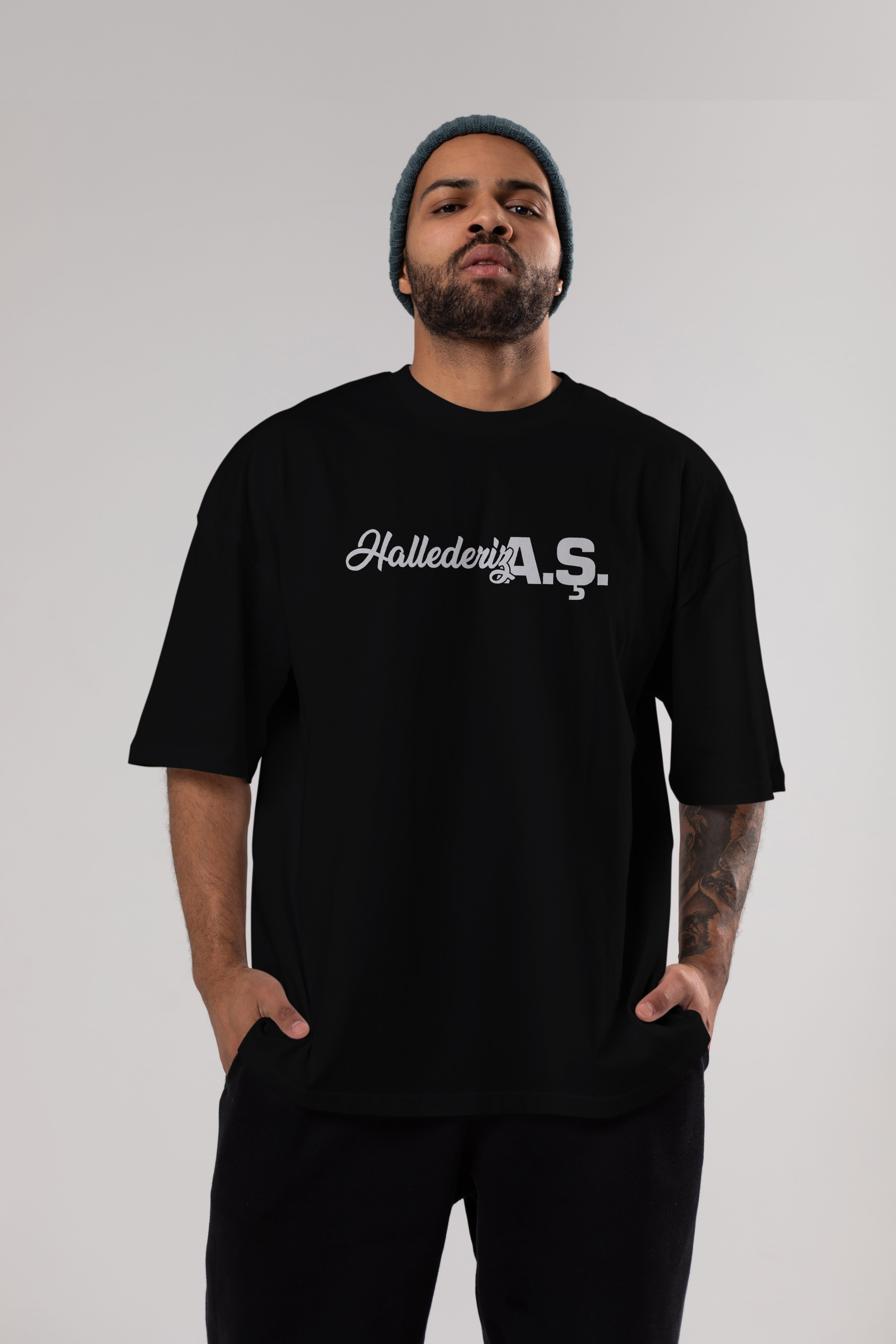 Hallederiz A.Ş Ön Baskılı Oversize t-shirt %100 pamuk Erkek Kadın Unisex