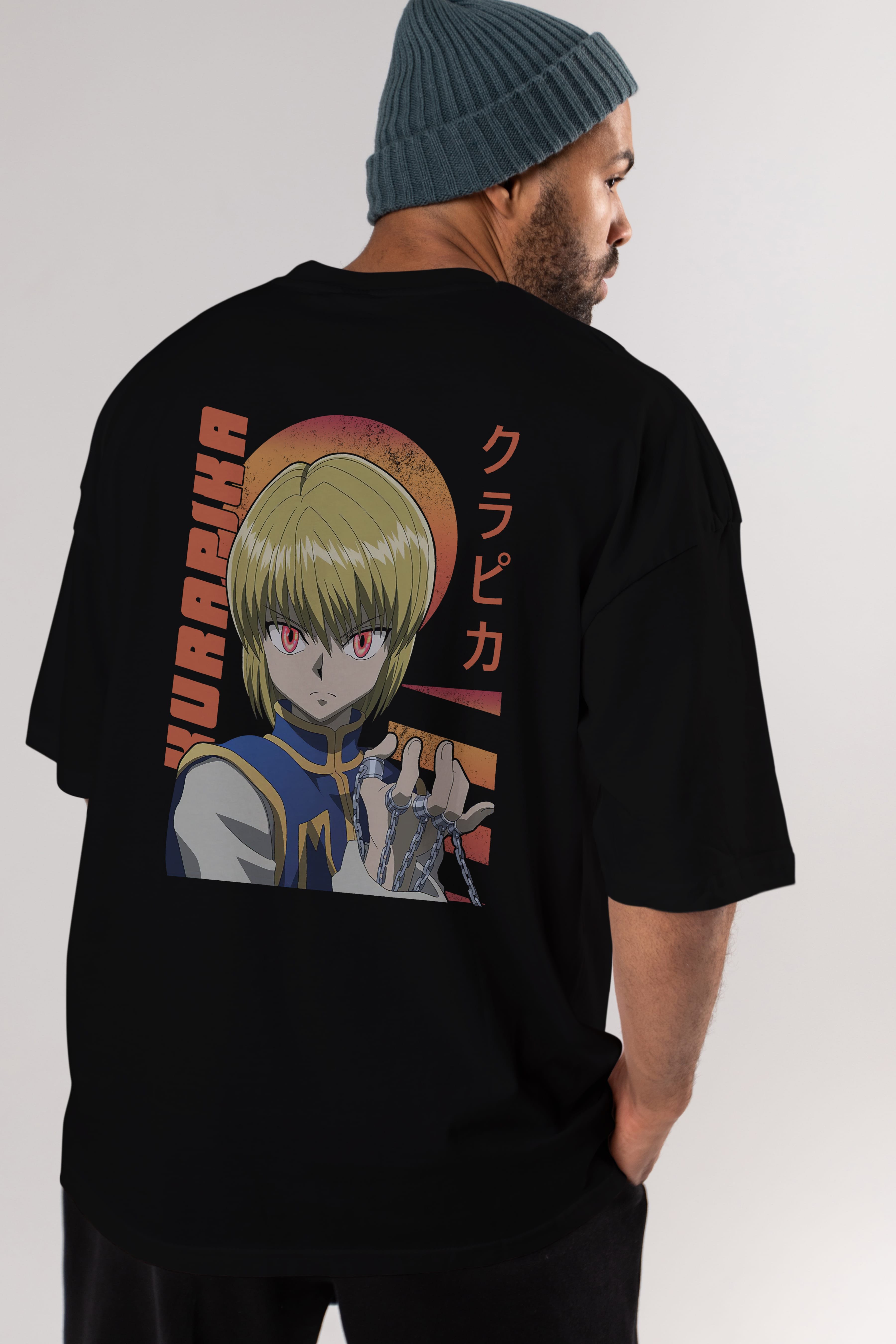 Kurapika 5 (2) Anime Arka Baskılı Oversize t-shirt Erkek Kadın Unisex