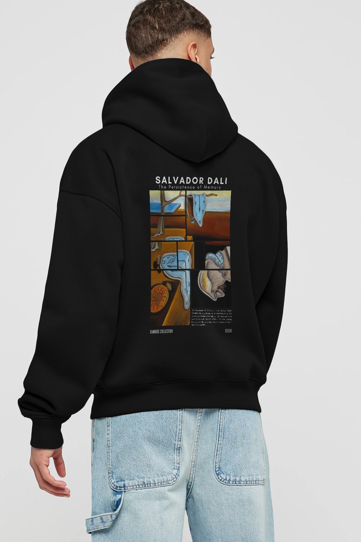 Salvador Dali Arka Baskılı Hoodie Oversize Kapüşonlu Sweatshirt Erkek Kadın