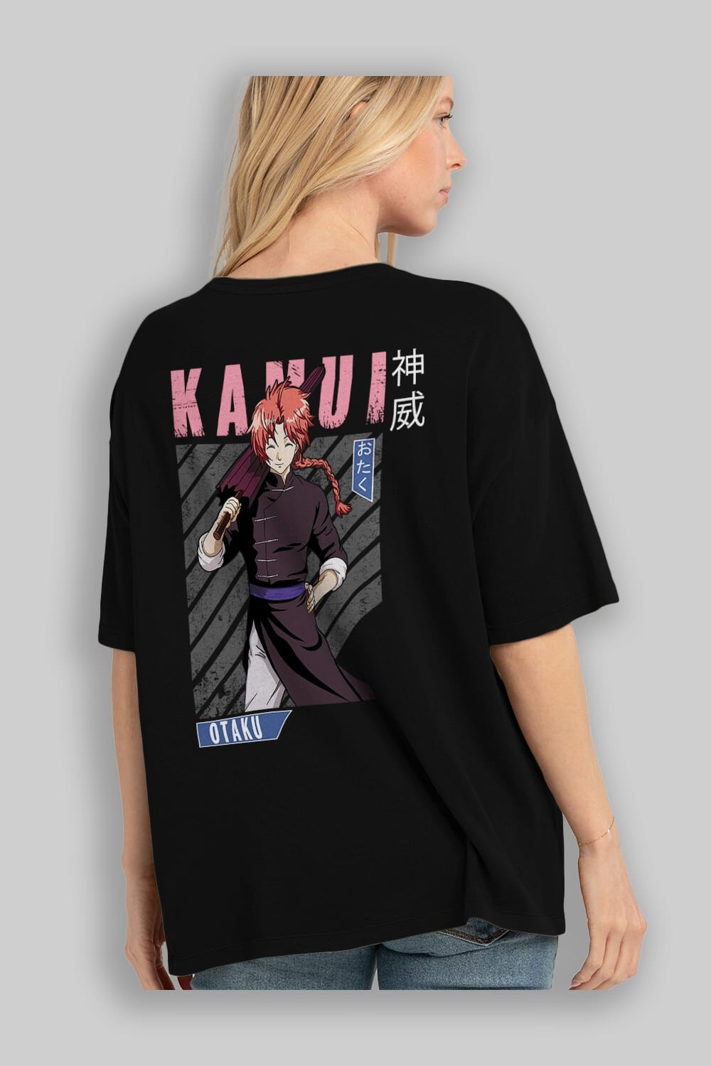 Kamui GINTAMA 1 Anime Arka Baskılı Oversize t-shirt Erkek Kadın Unisex