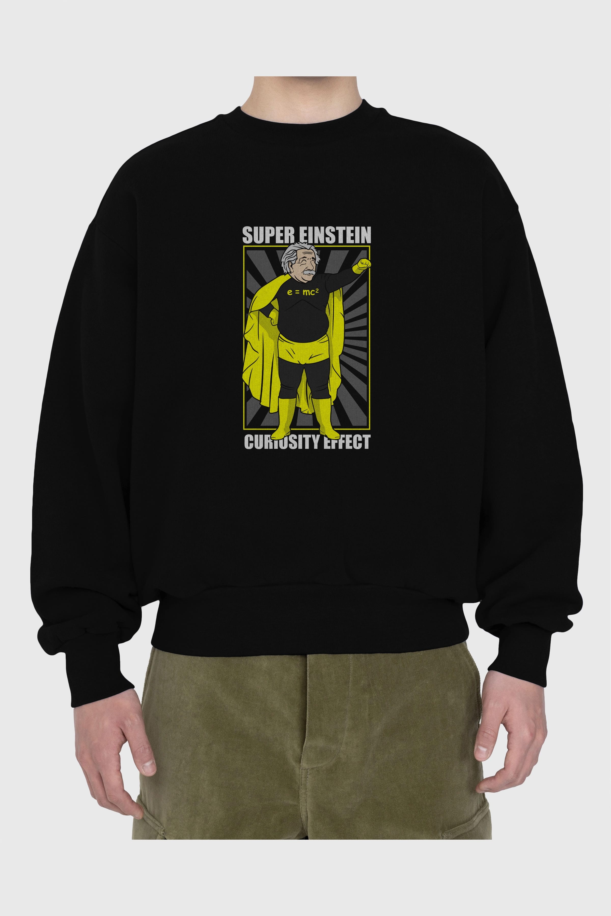 Super Einsten Ön Baskılı Oversize Sweatshirt Erkek Kadın Unisex