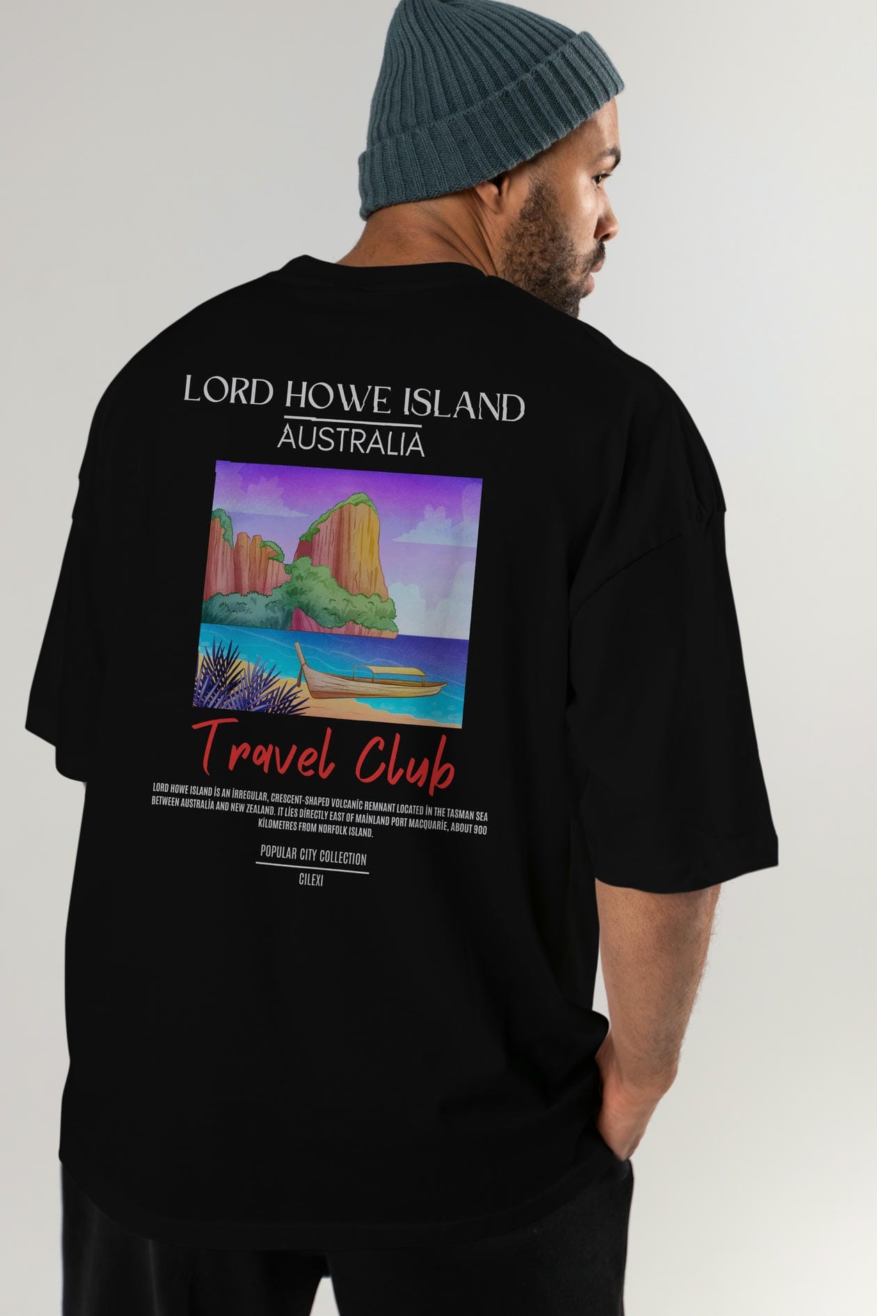 Lord Howe İsland Australia Arka Baskılı Oversize t-shirt Erkek Kadın Pamuk Bisiklet Yaka tişort