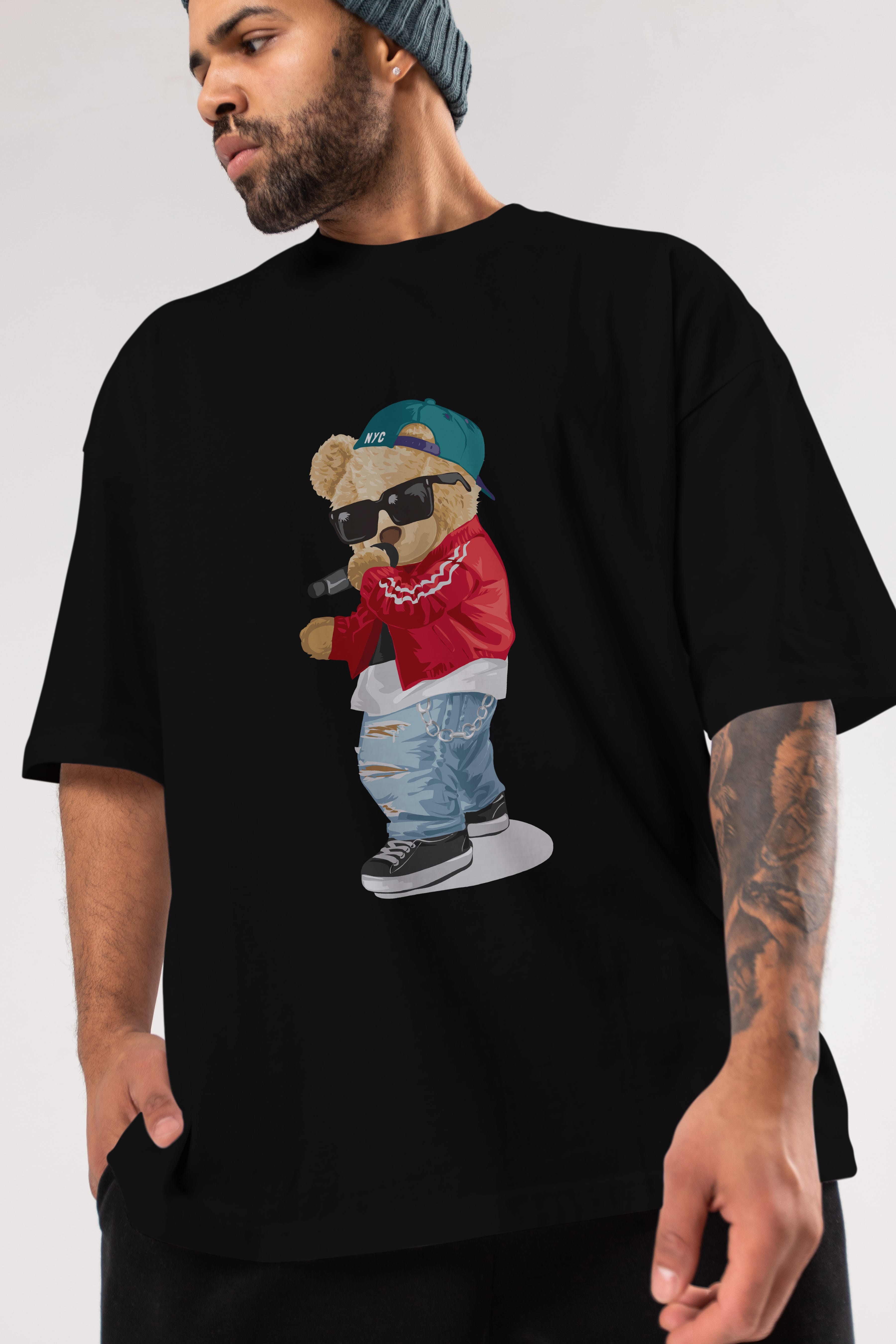 Teddy Bear Şarkıcı Ön Baskılı Oversize t-shirt Erkek Kadın Unisex %100 Pamuk