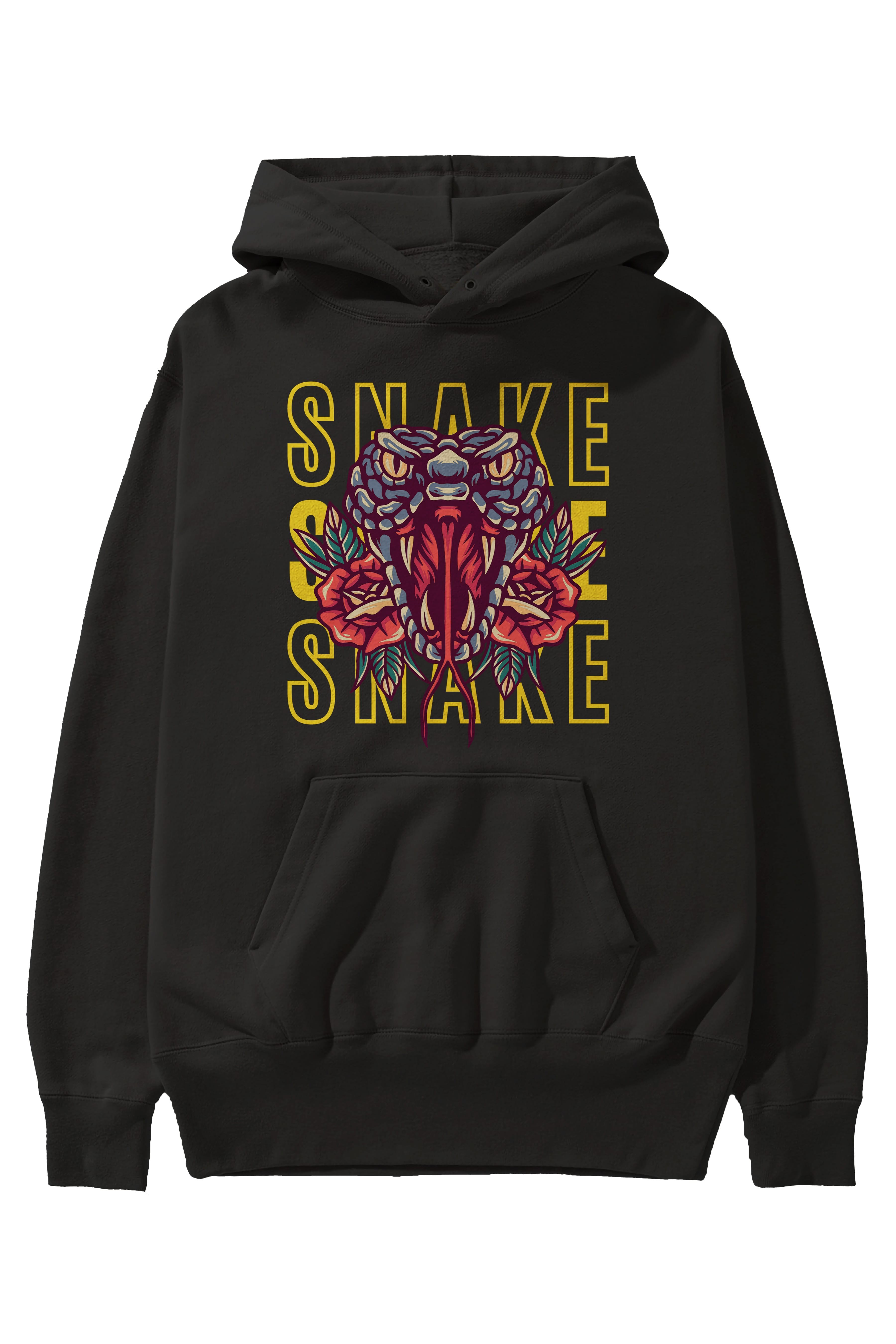 Snake Ön Baskılı Oversize Hoodie Kapüşonlu Sweatshirt Erkek Kadın Unisex