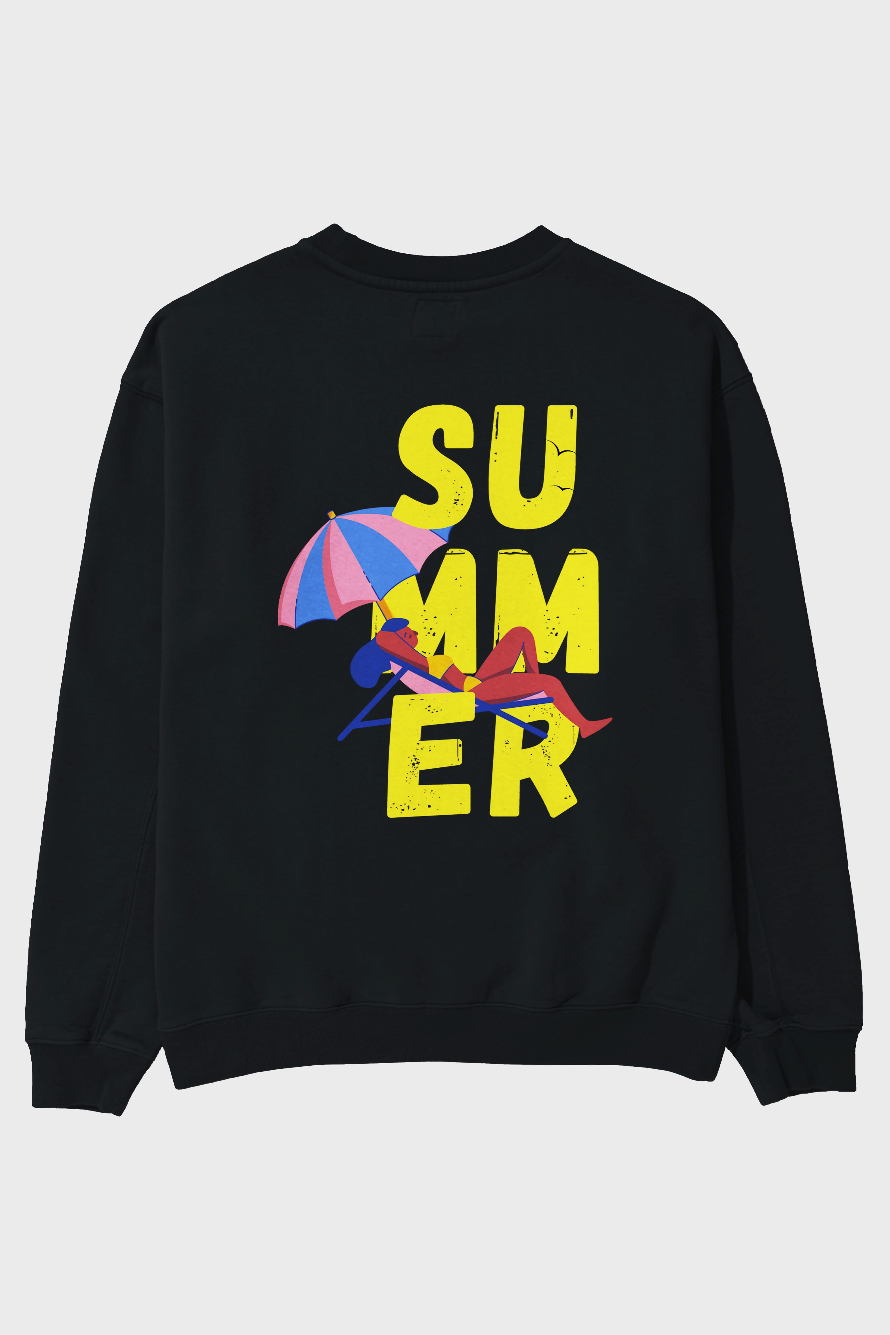 Summer Yazılı Arka Baskılı Oversize Sweatshirt Erkek Kadın Unisex