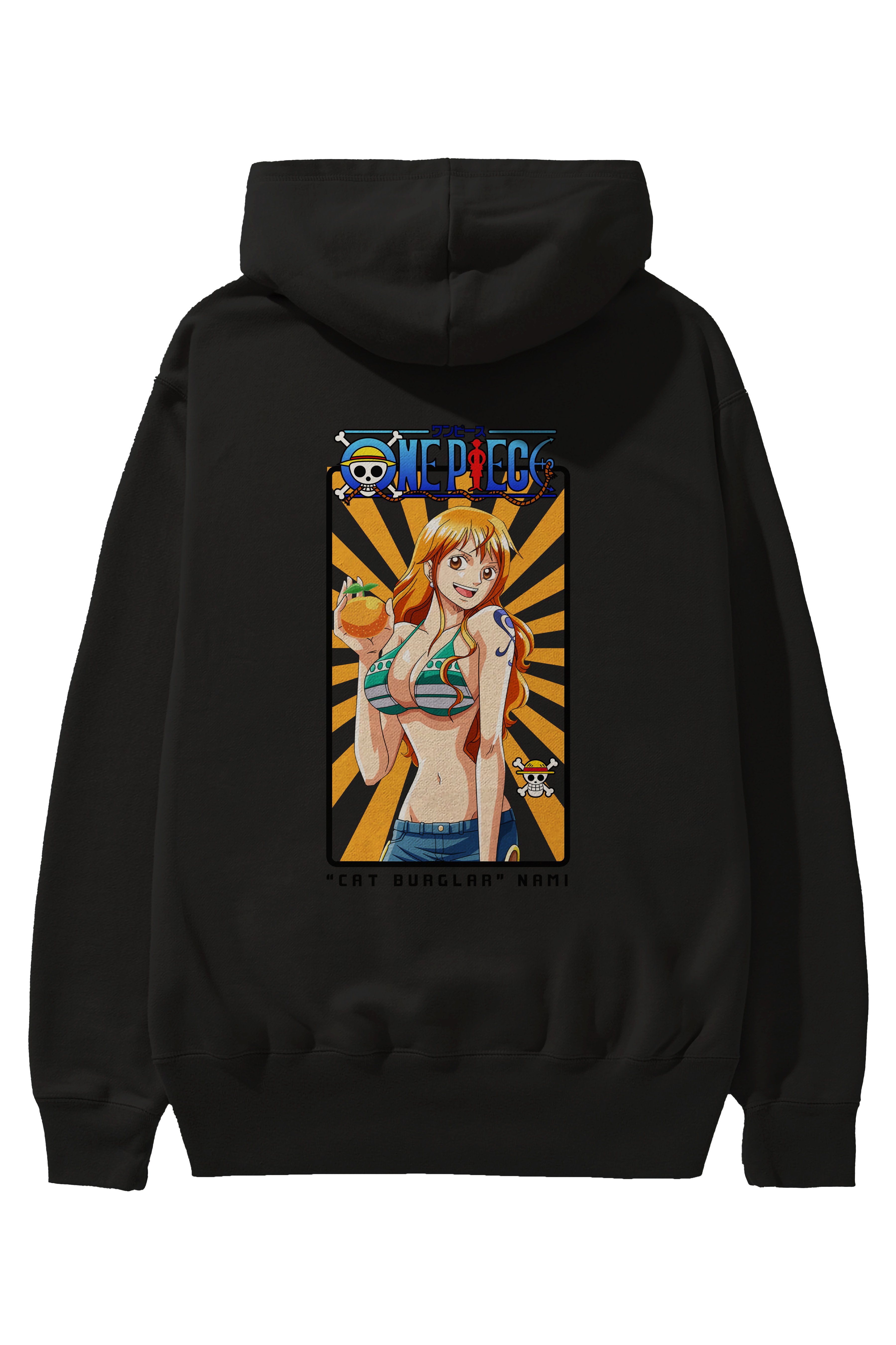 Nami Anime Arka Baskılı Hoodie Oversize Kapüşonlu Sweatshirt Erkek Kadın Unisex