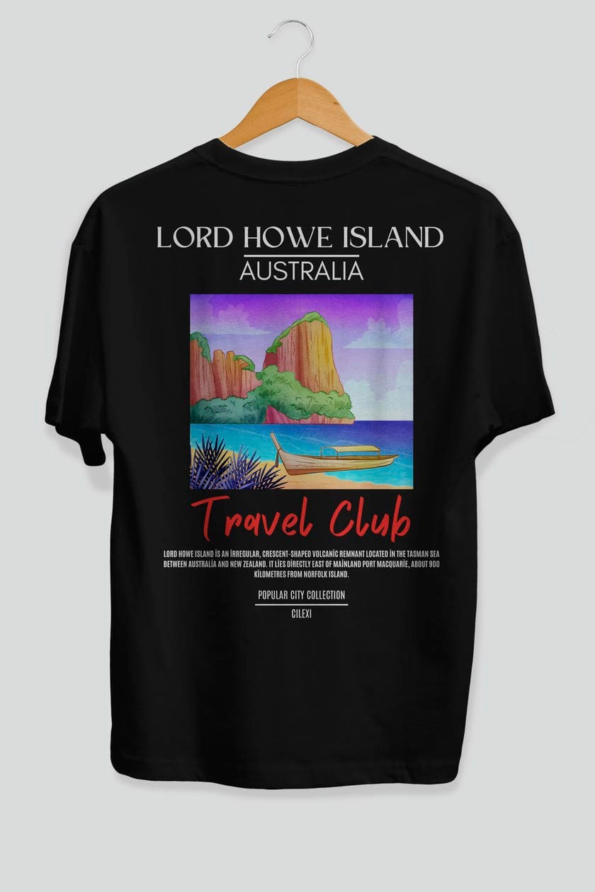 Lord Howe İsland Australia Arka Baskılı Oversize t-shirt Erkek Kadın Pamuk Bisiklet Yaka tişort
