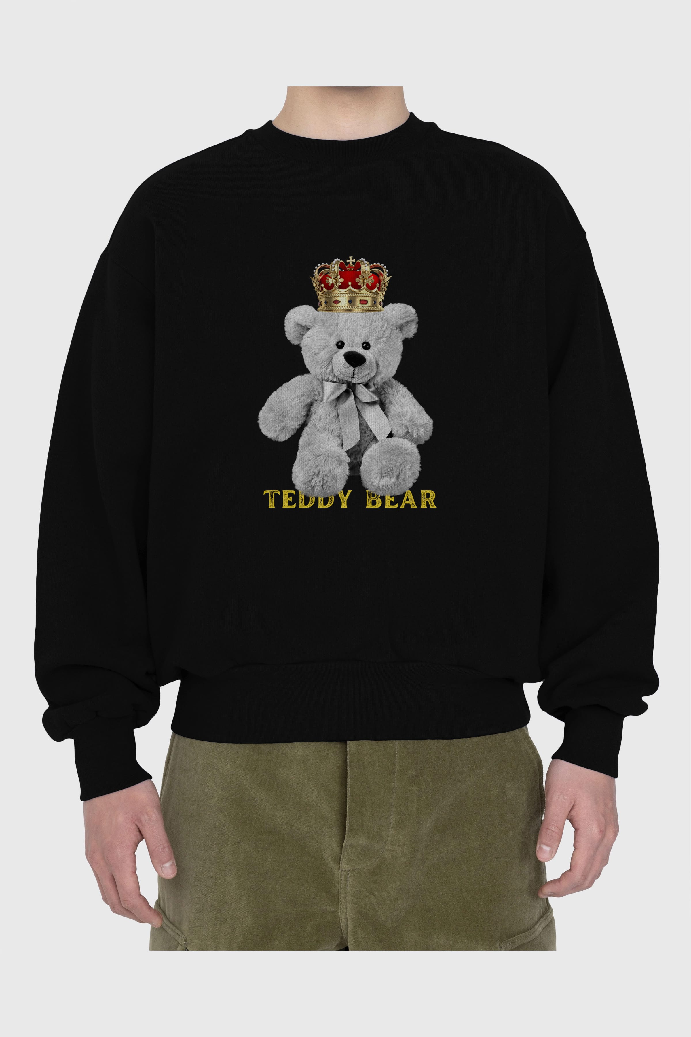 Teddy Bear Ön Baskılı Oversize Sweatshirt Erkek Kadın Unisex