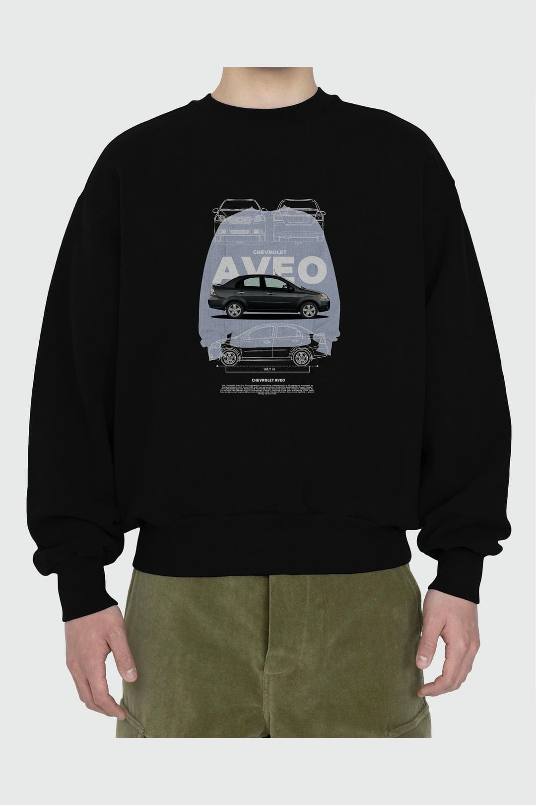 Chevrolet Aveo Ön Baskılı Anime Oversize Sweatshirt Erkek Kadın Unisex