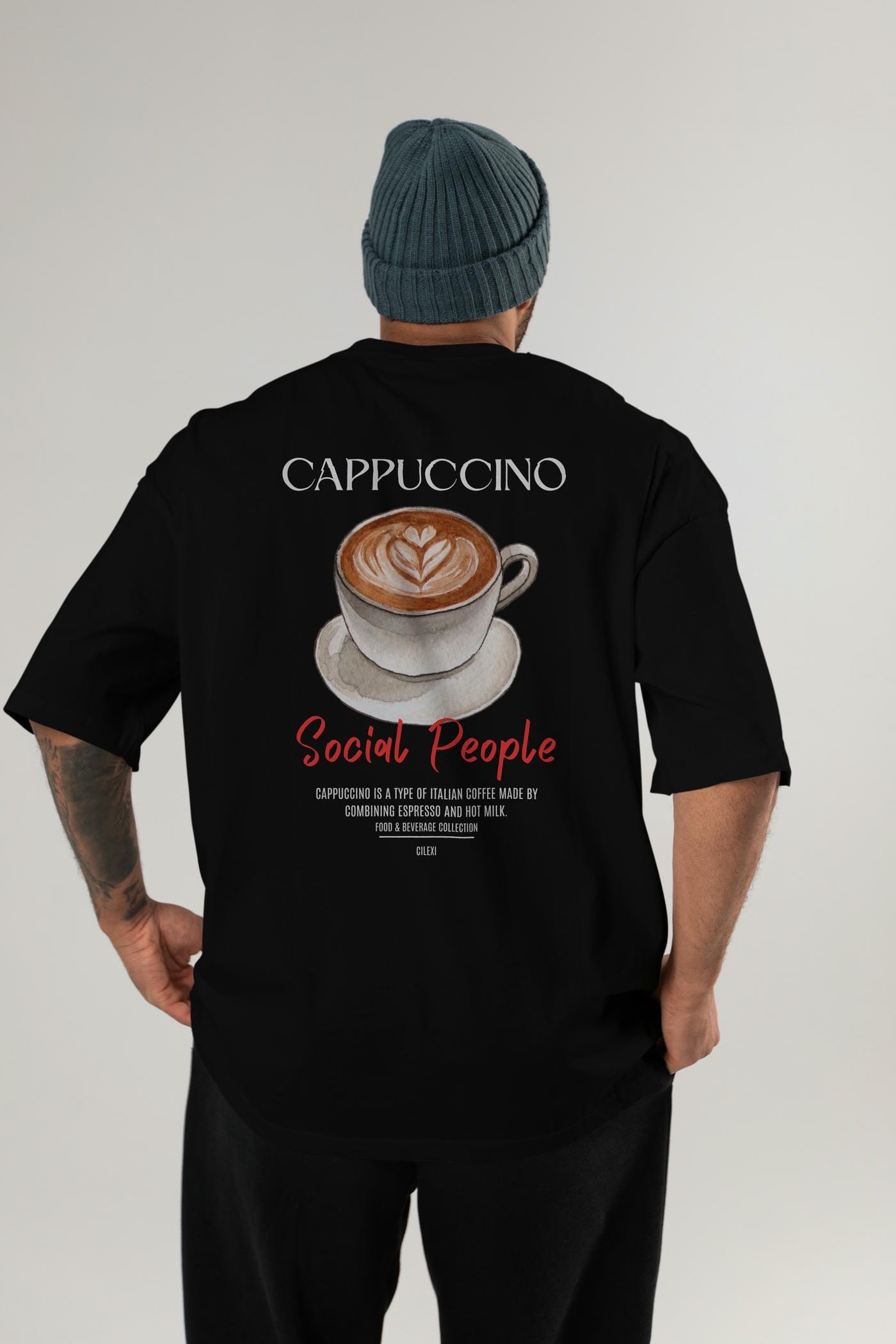 Cappuccino Kokteyl Serisi Baskılı Oversize t-shirt Erkek Kadın Unisex %100 Pamuk Bisiklet Yaka tişort