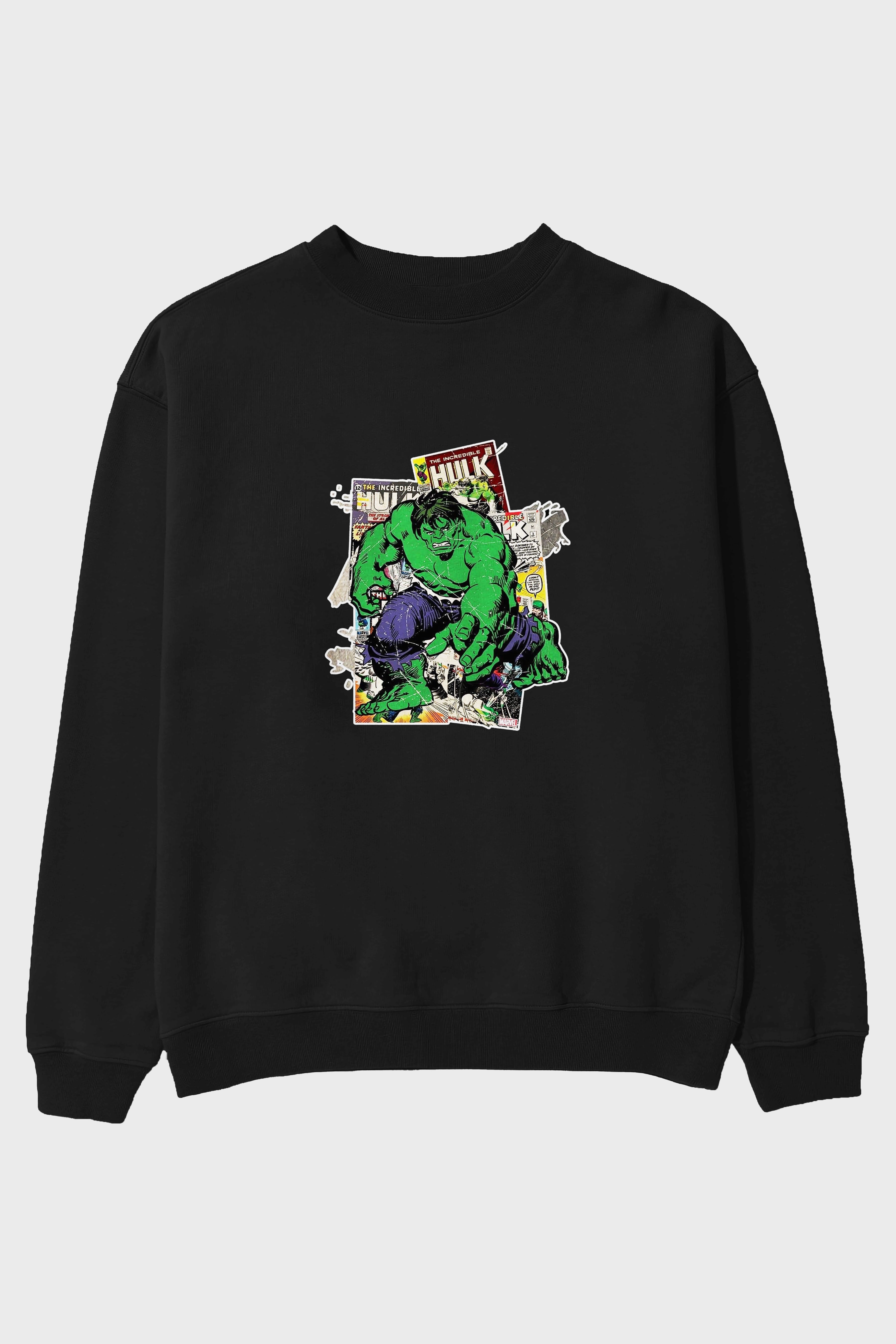 Hulk Ön Baskılı Oversize Sweatshirt Erkek Kadın Unisex