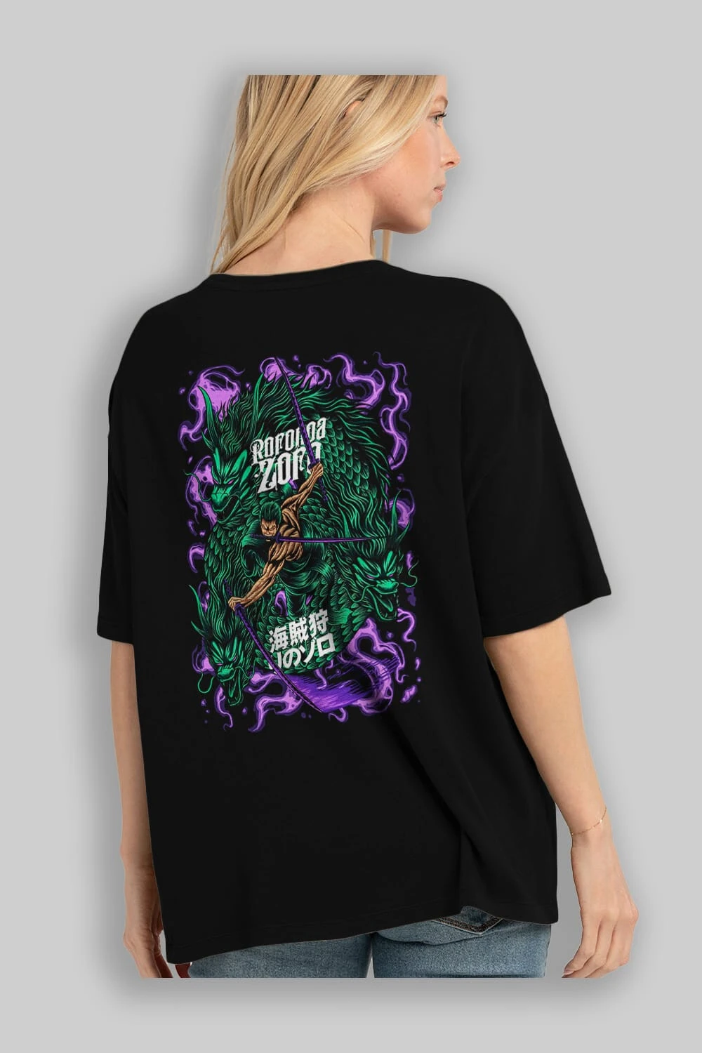 RORONOA ZORO 5 Anime Arka Baskılı Oversize t-shirt Erkek Kadın Unisex