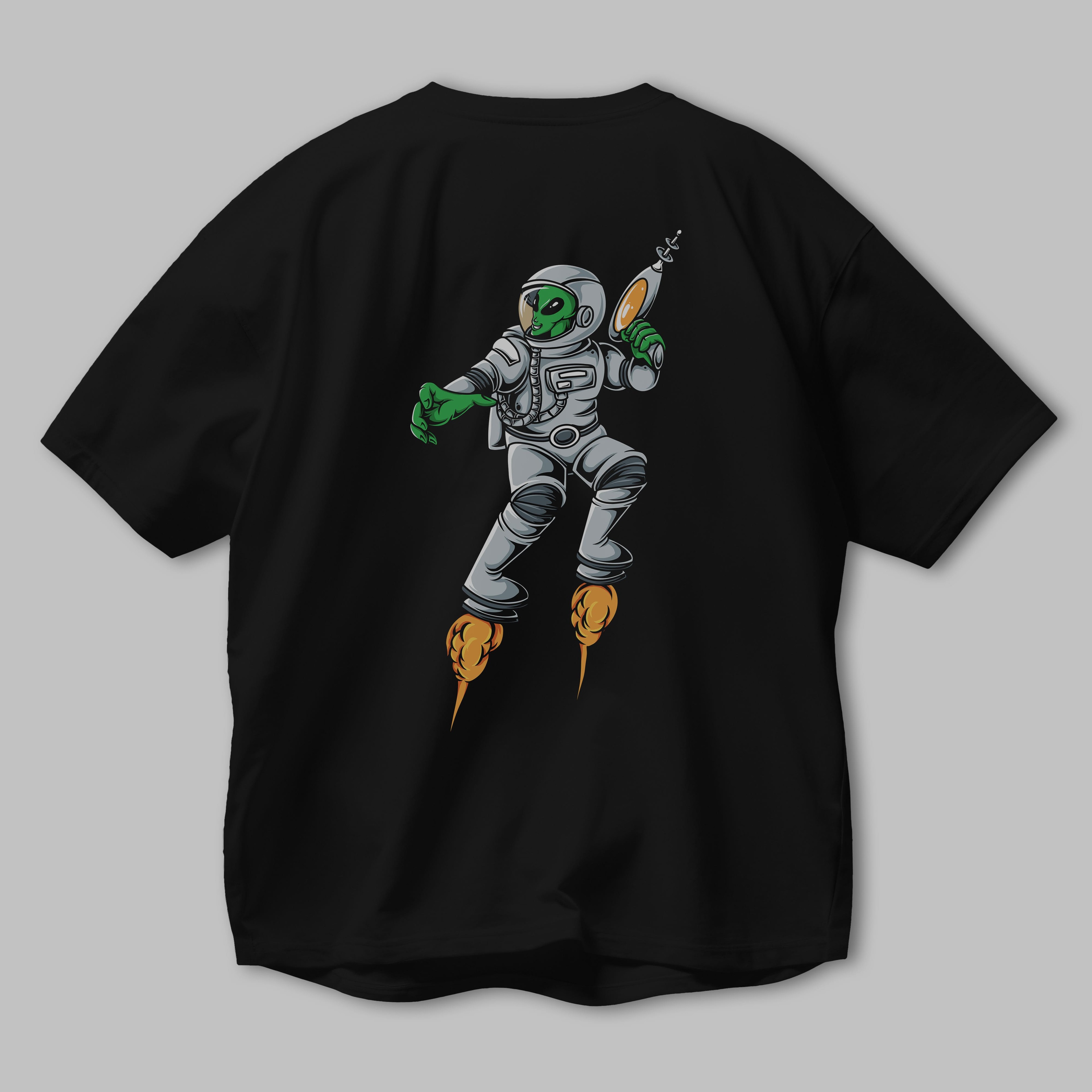 Alien Wars Arka Baskılı Oversize t-shirt Erkek Kadın Unisex