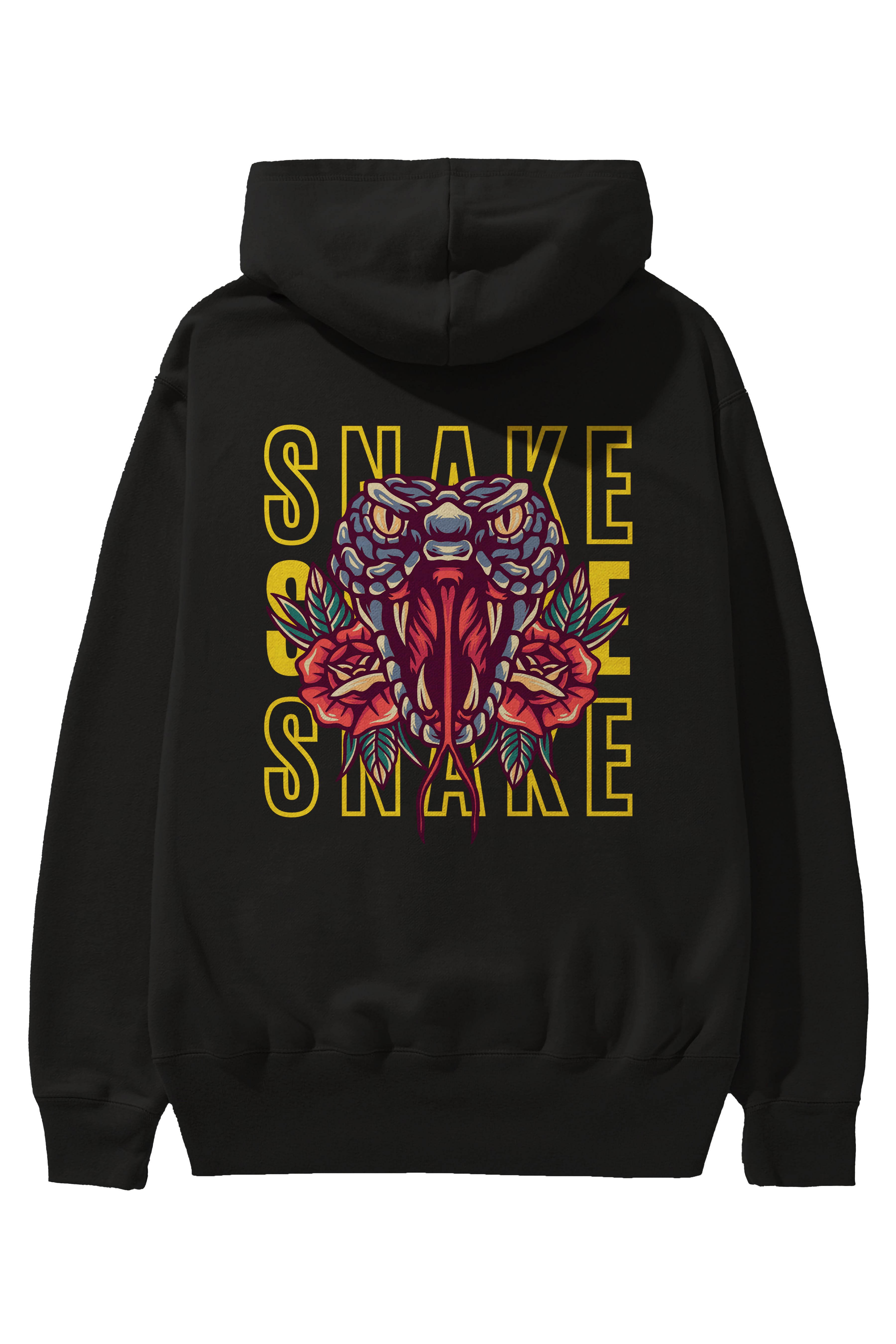 Snake Arka Baskılı Oversize Hoodie Kapüşonlu Sweatshirt Erkek Kadın Unisex