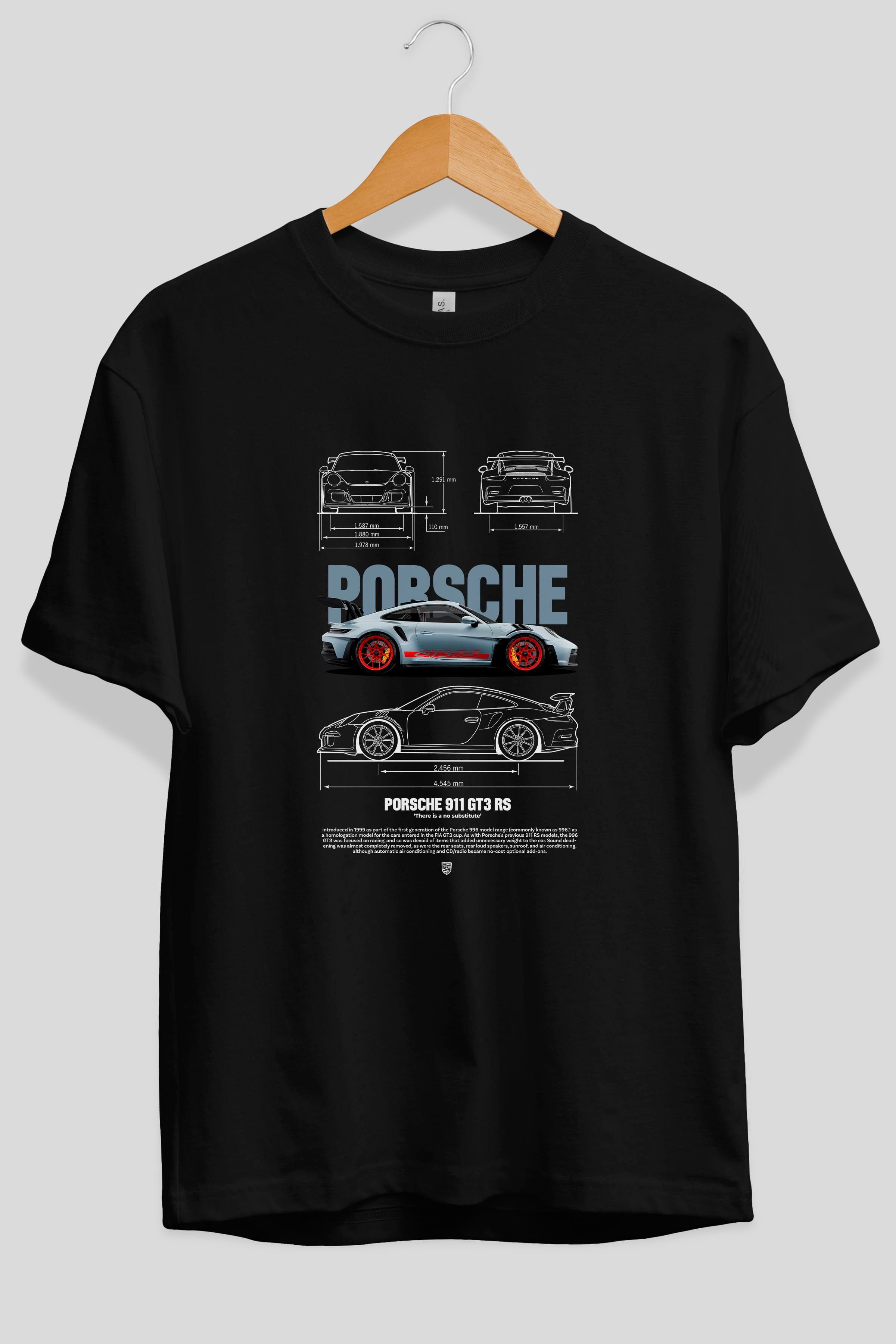 PORSCHE 911 GT3 RS 2 Ön Baskılı Oversize t-shirt Erkek Kadın Unisex %100 Pamuk Bisiklet Yaka tişort