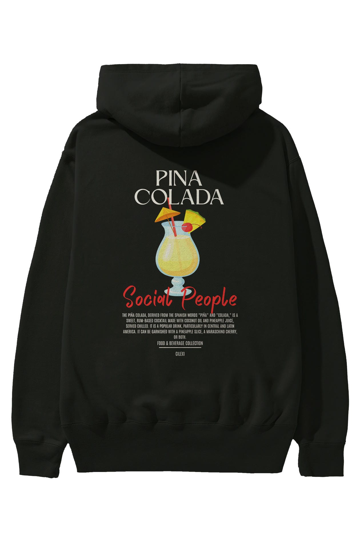 Pina Colada Kokteyl Arka Baskılı Hoodie Oversize Kapüşonlu Sweatshirt Erkek Kadın