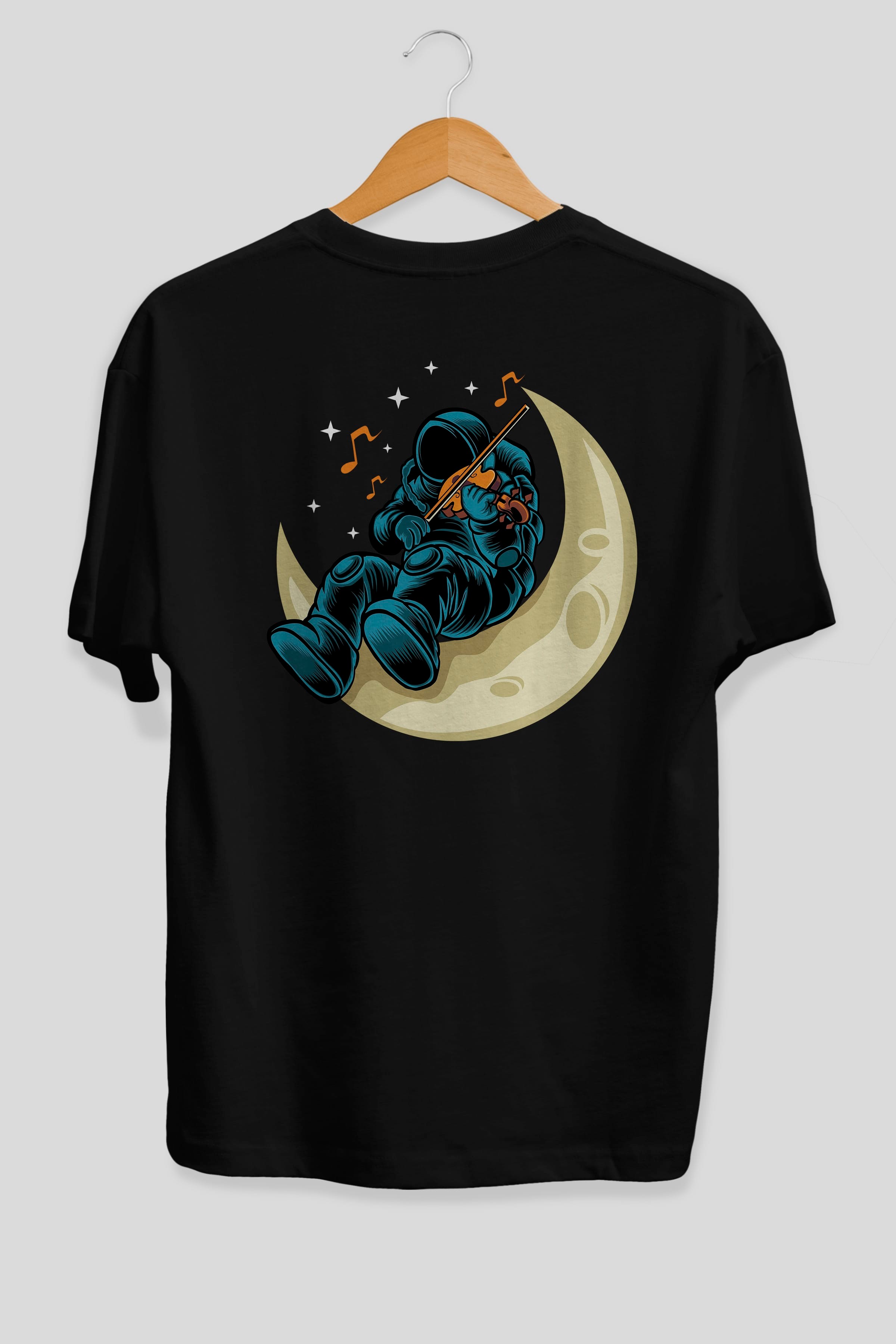 Playing Vionist in Space Arka Baskılı Oversize t-shirt Erkek Kadın Unisex