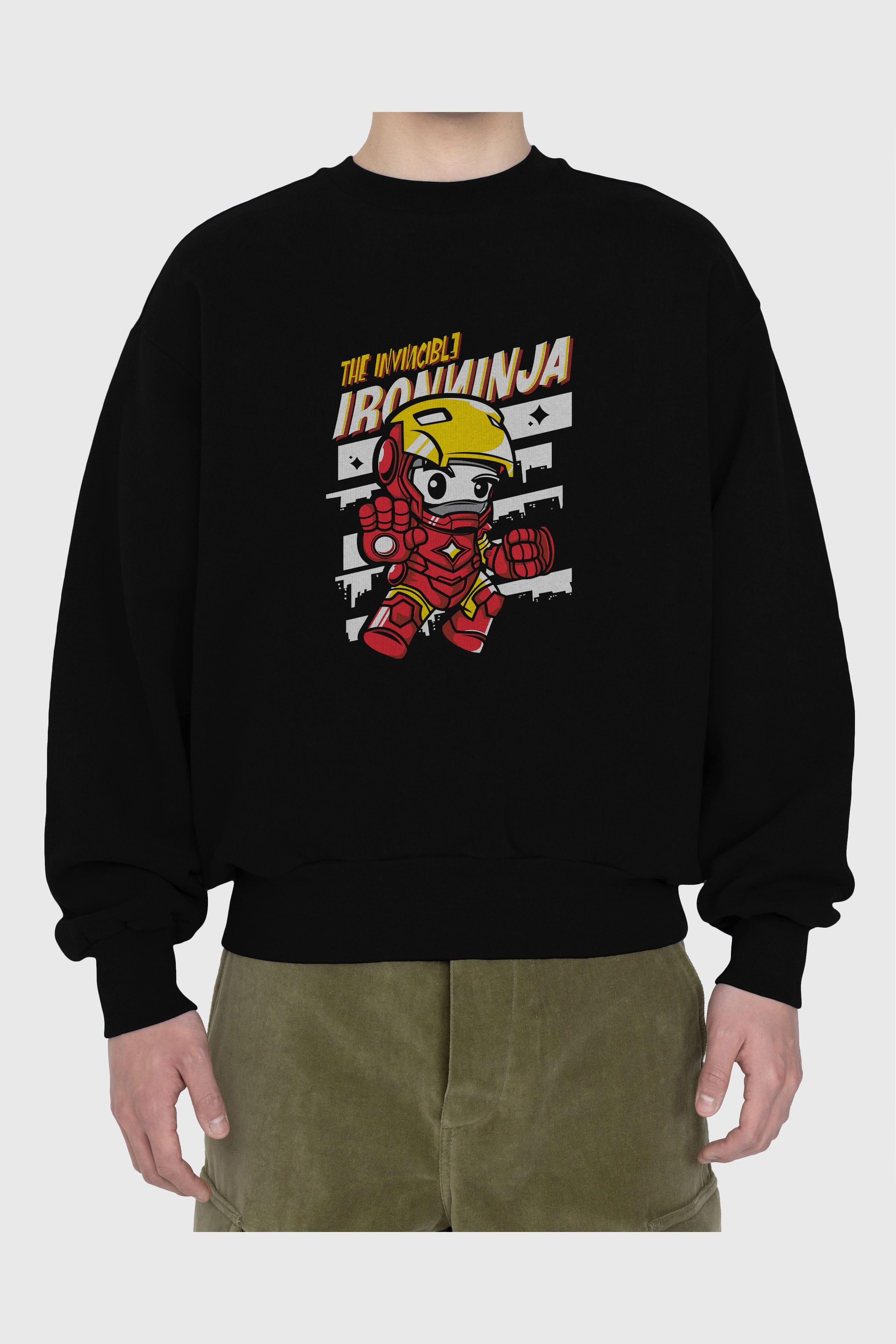 iron ninja Ön Baskılı Oversize Sweatshirt Erkek Kadın Unisex