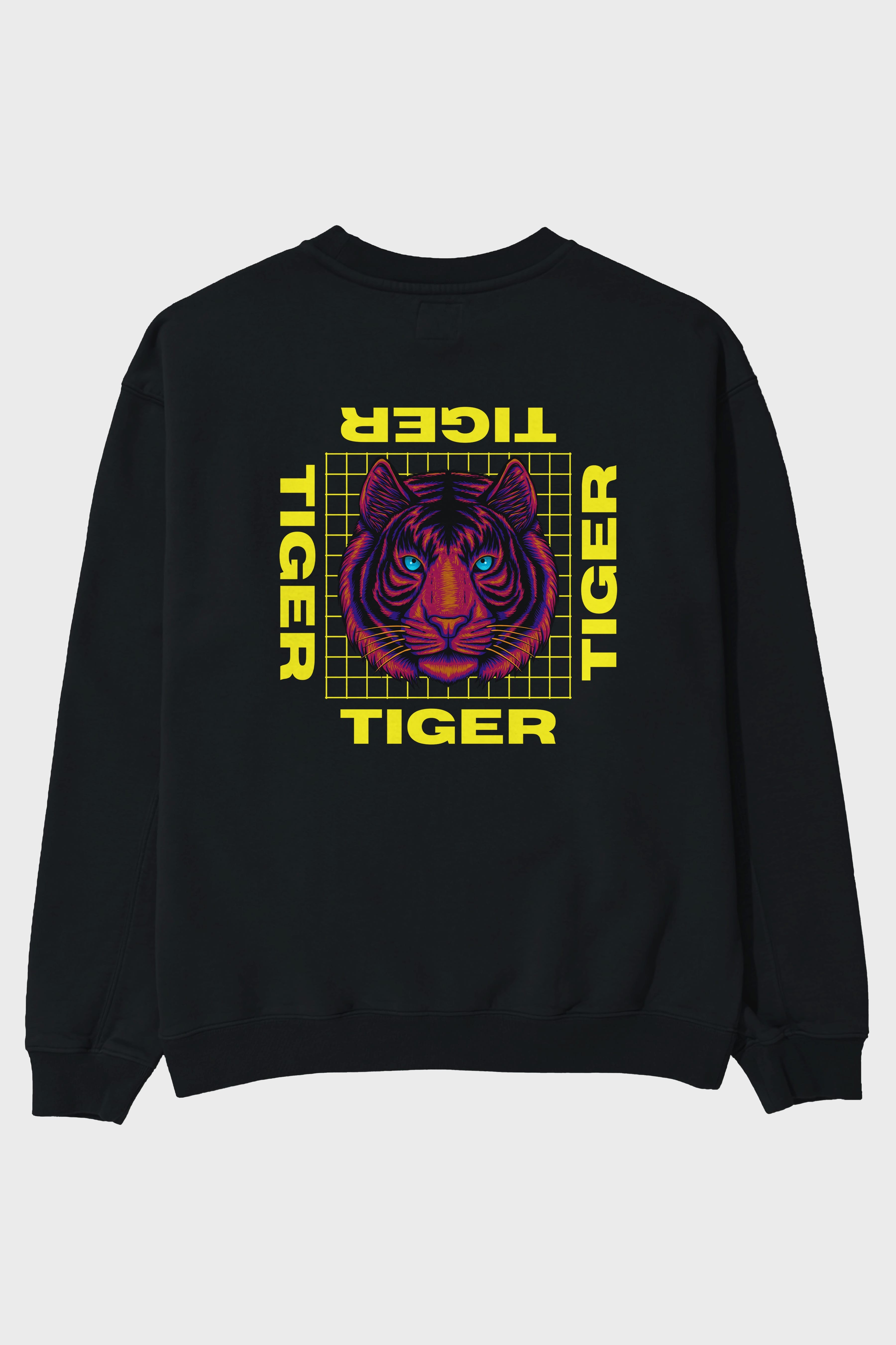 Tiger Yazılı Streetwear Arka Baskılı Oversize Sweatshirt Erkek Kadın Unisex