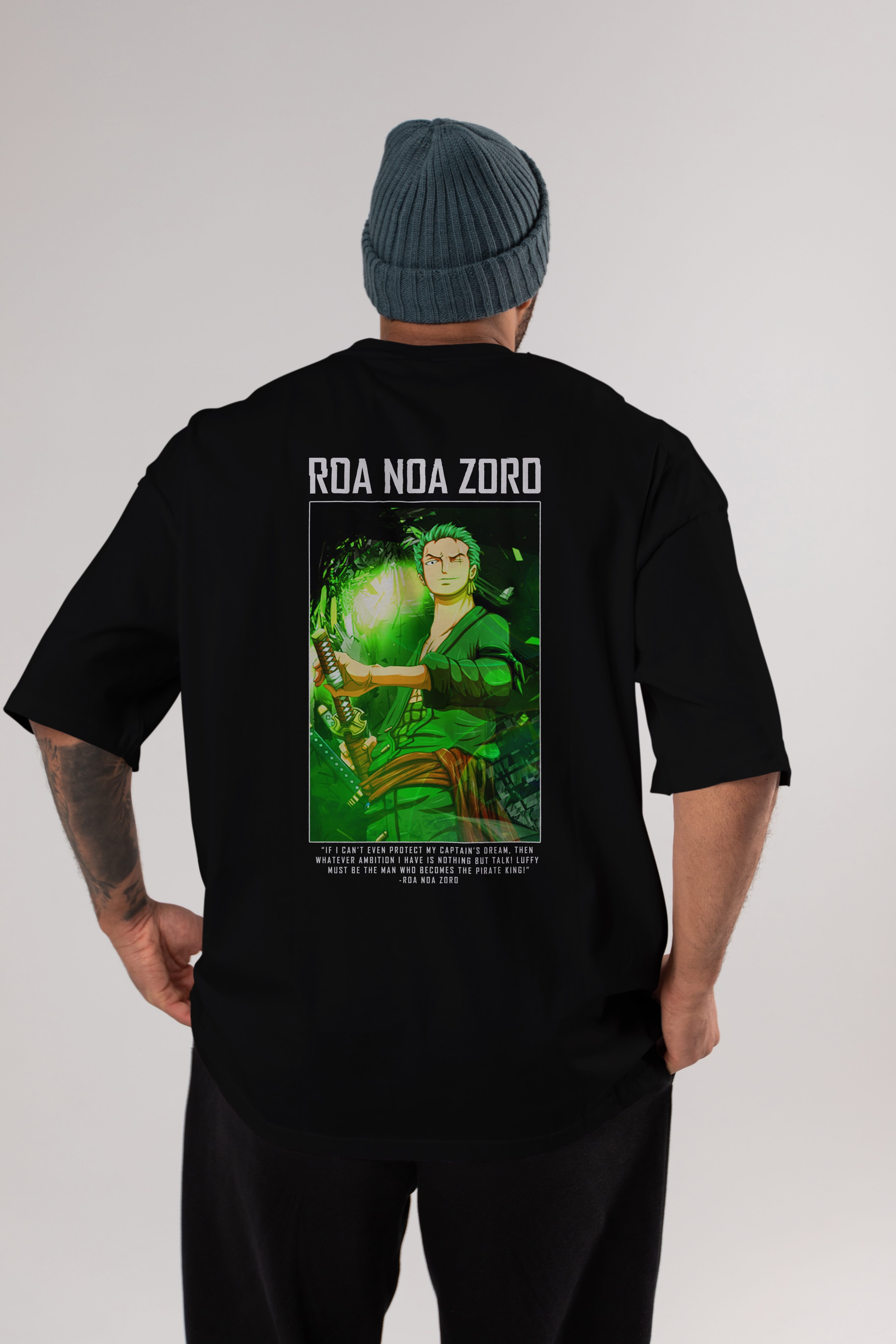 Roronoa Zoro 5 Anime Arka Baskılı Oversize t-shirt Erkek Kadın Unisex %100 pamuk tişort