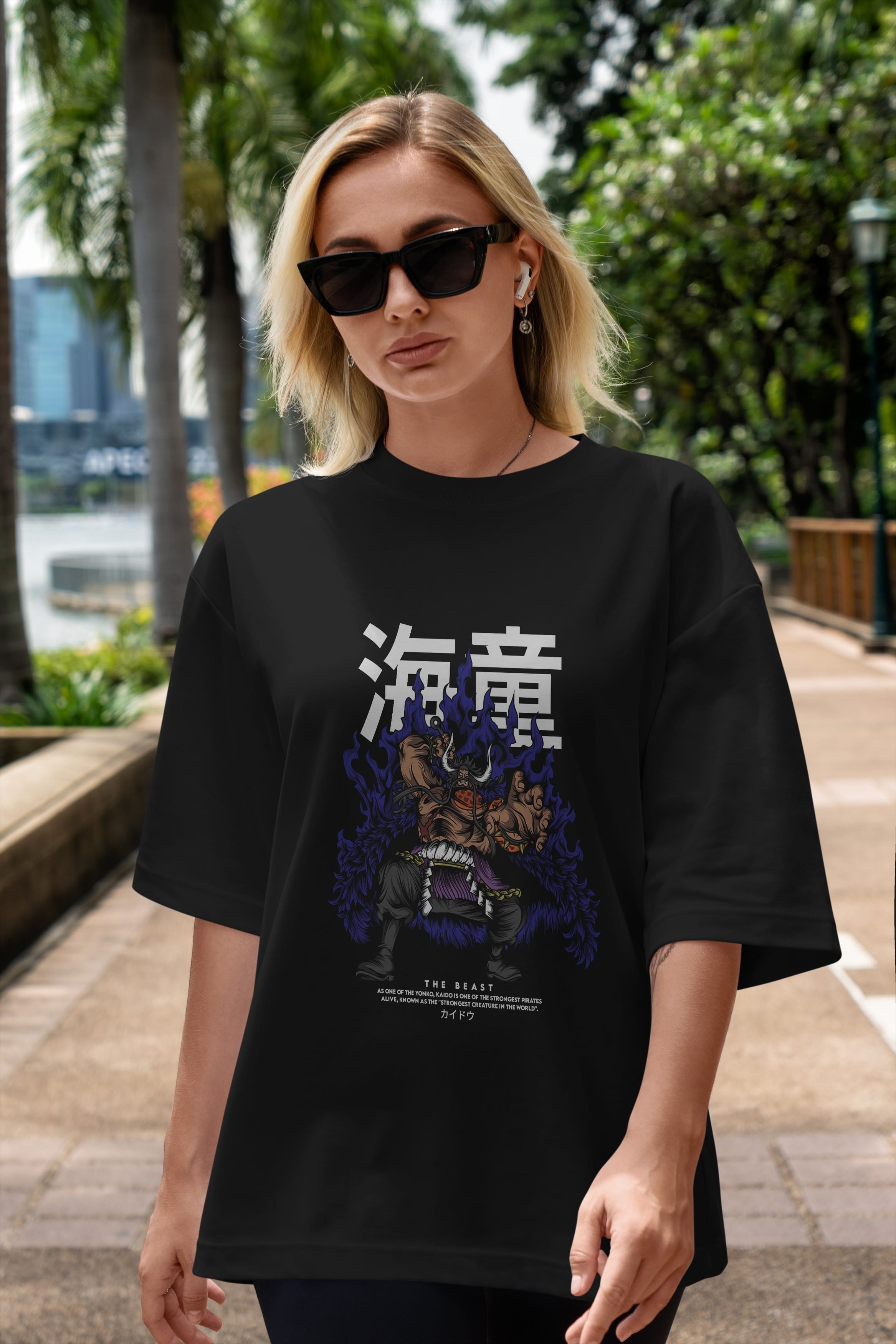 Kaido Anime Ön Baskılı Oversize t-shirt %100 pamuk Erkek Kadın Unisex