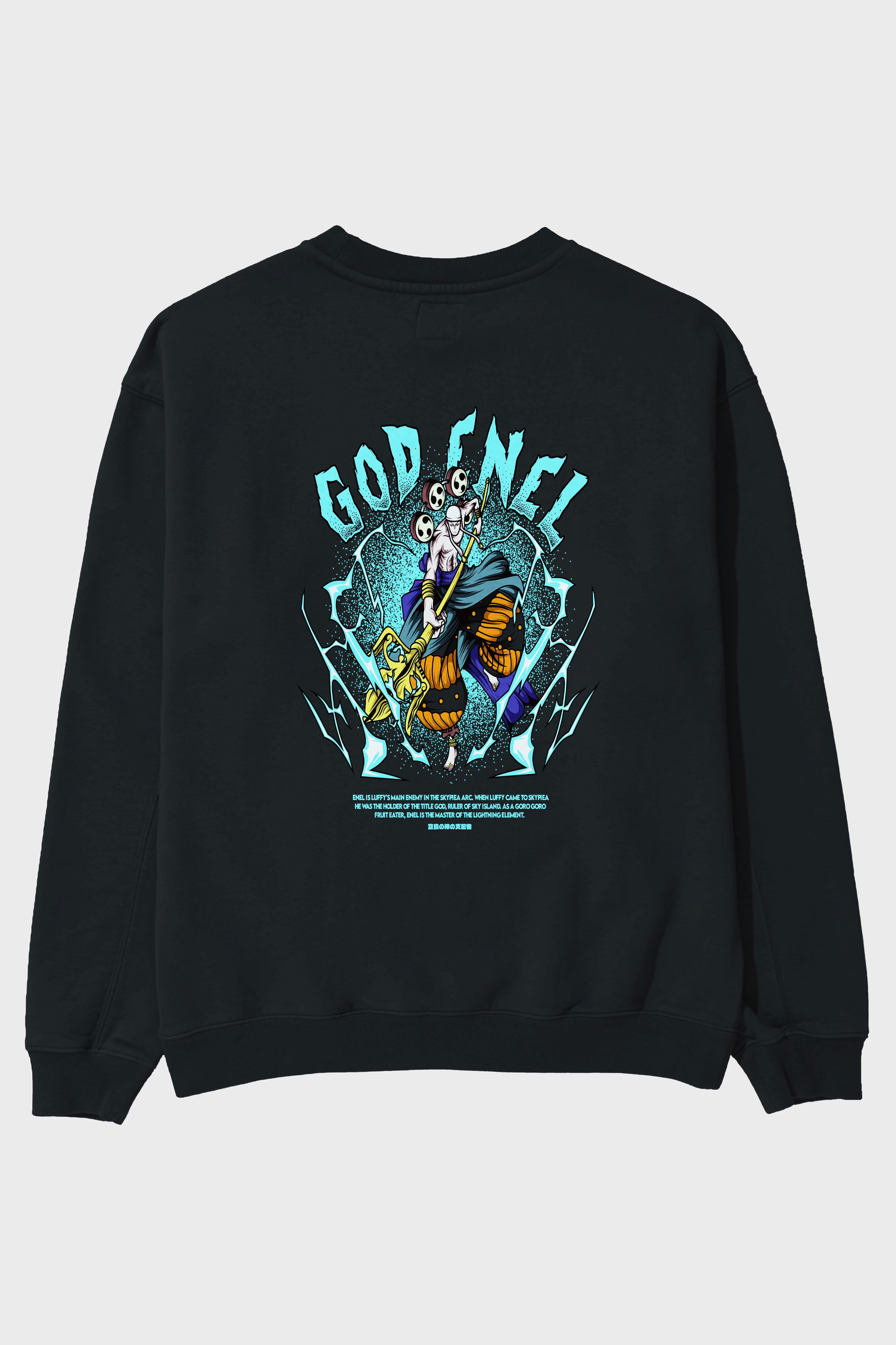 Eneru Anime Arka Baskılı Oversize Sweatshirt Erkek Kadın Unisex