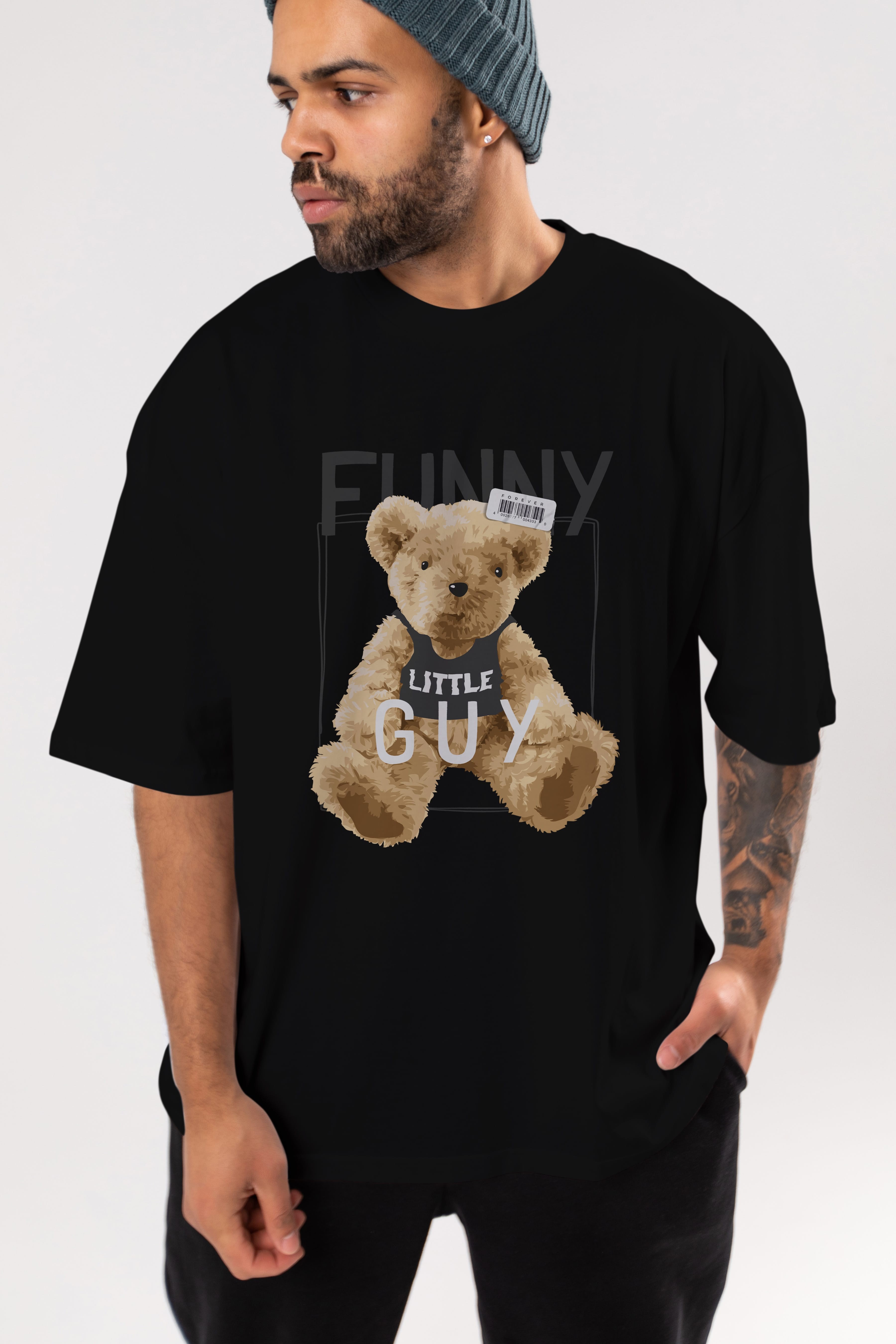 Teddy Bear Funny Ön Baskılı Oversize t-shirt Erkek Kadın Unisex %100 Pamuk