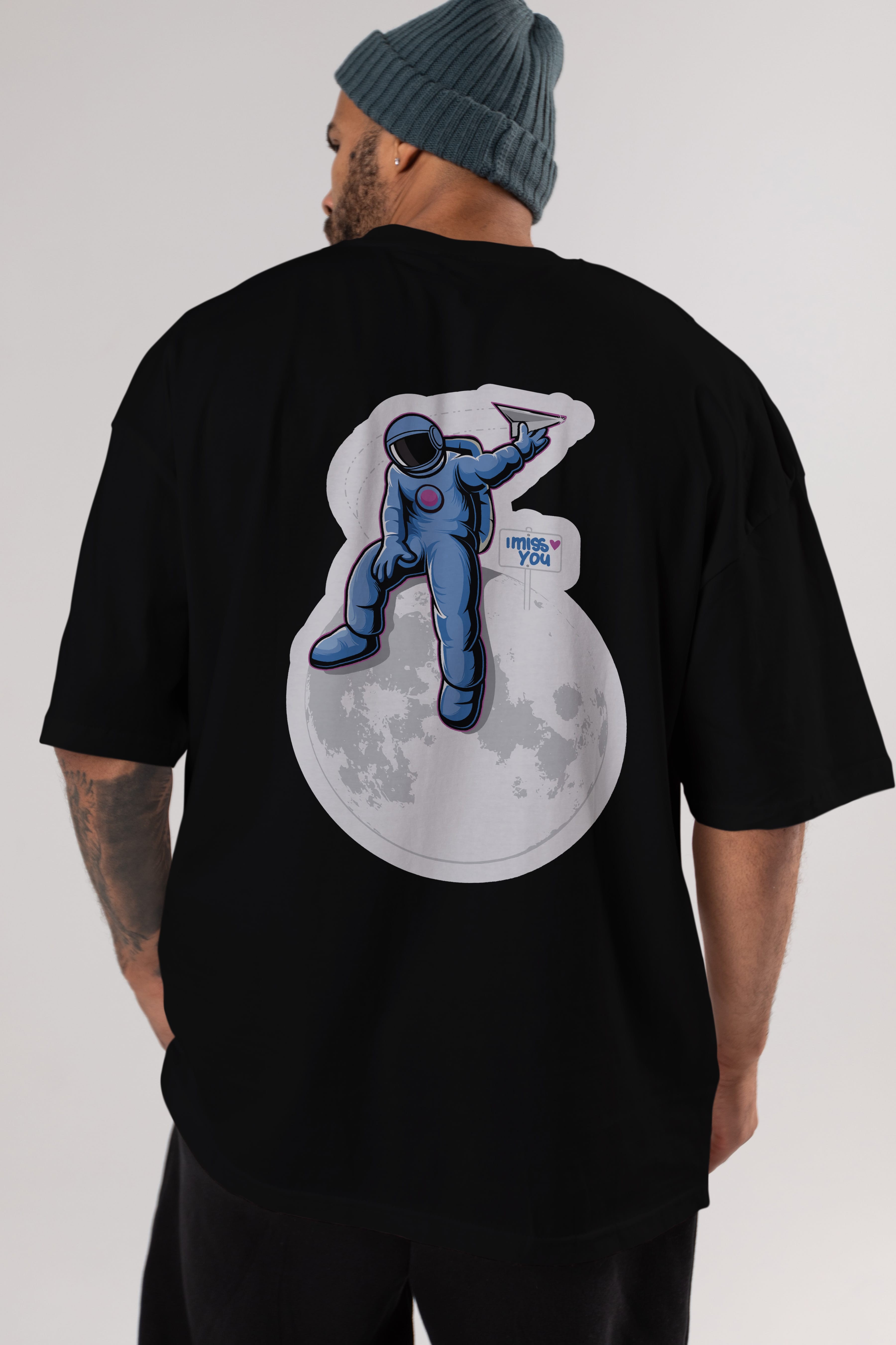 Astro Missing Earth Sticker Arka Baskılı Oversize t-shirt Erkek Kadın Unisex