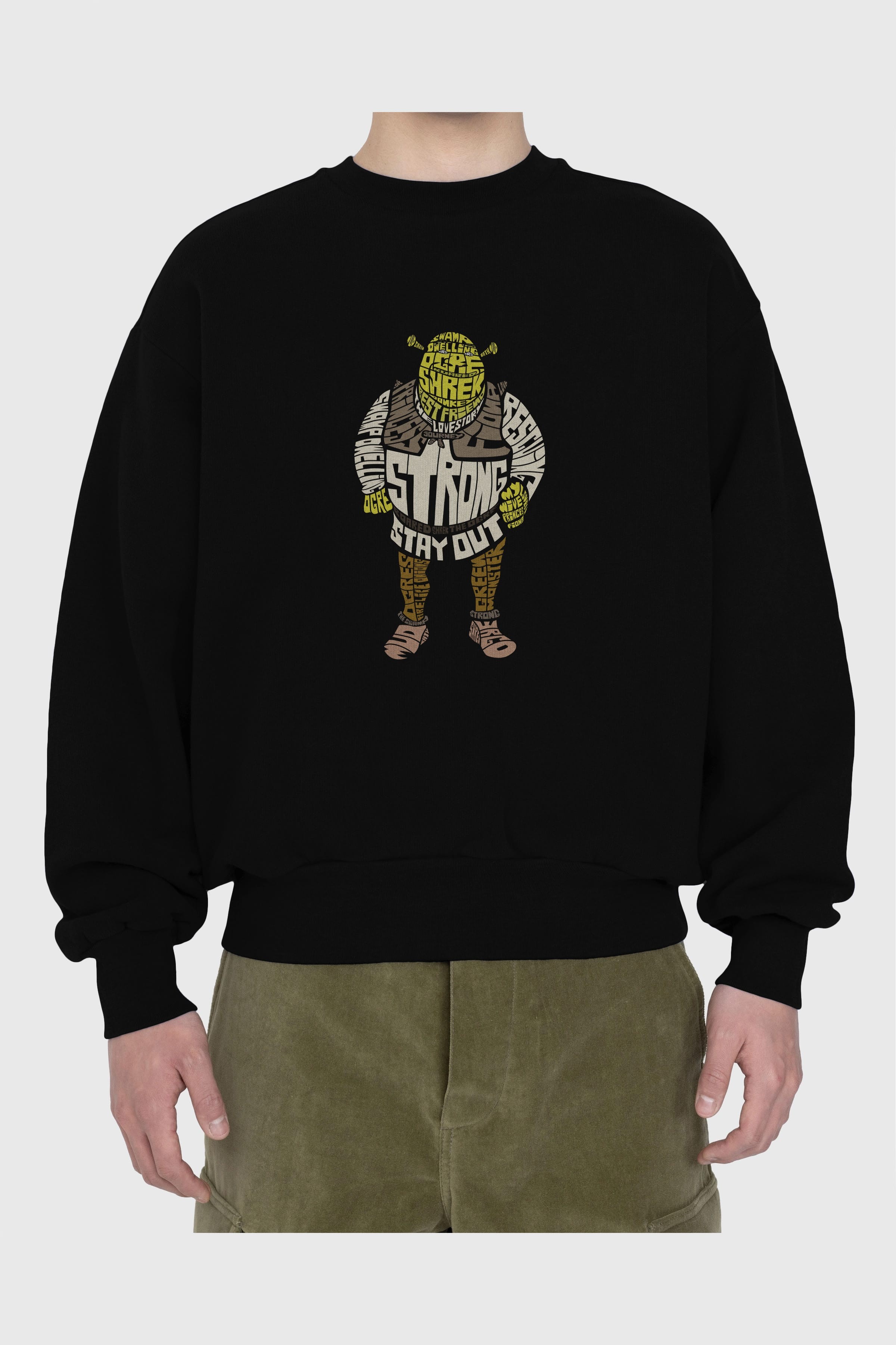 Shrek Ön Baskılı Oversize Sweatshirt Erkek Kadın Unisex