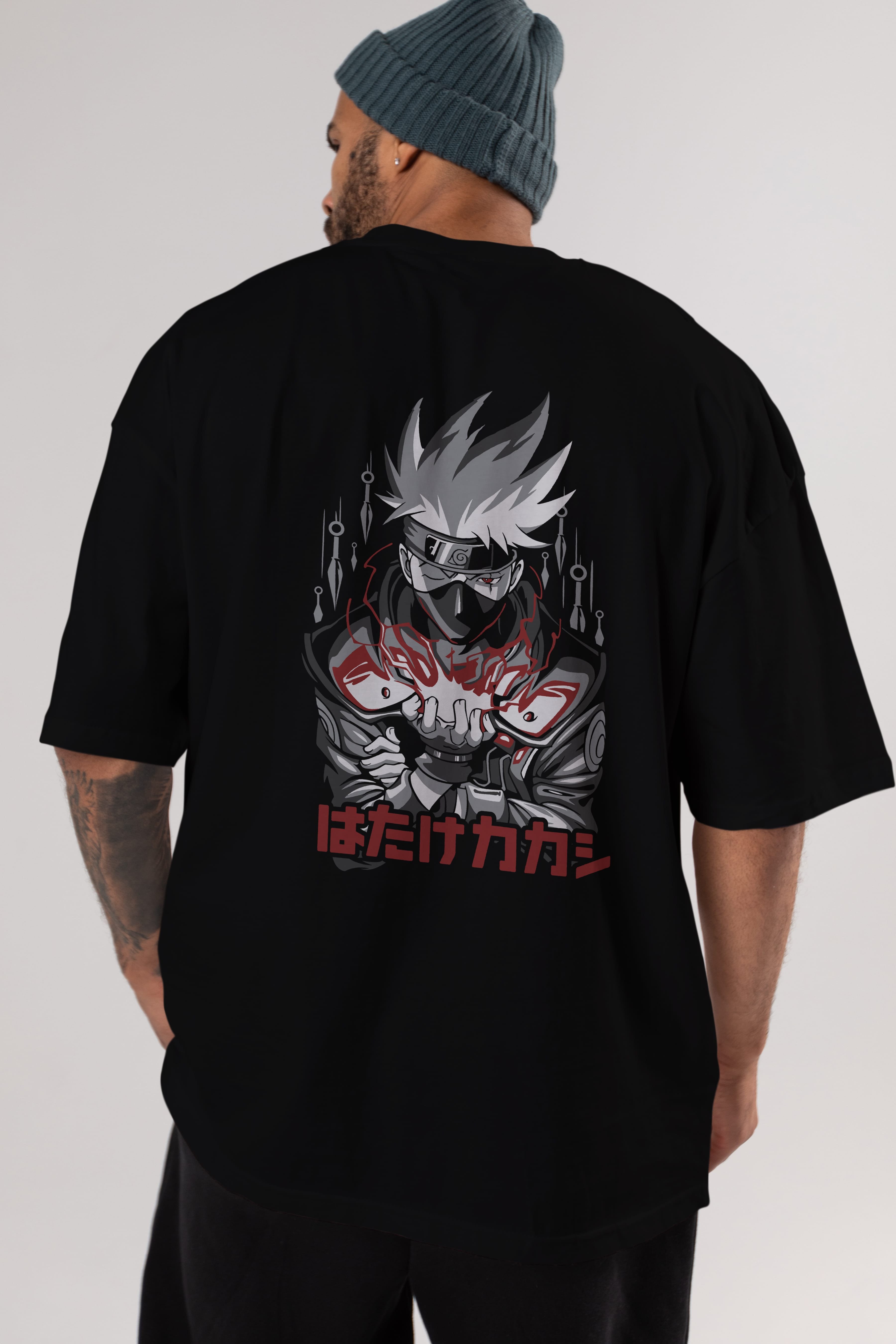 KAKASHI HATAKE NARUTO 1 Anime Arka Baskılı Oversize t-shirt Erkek Kadın Unisex