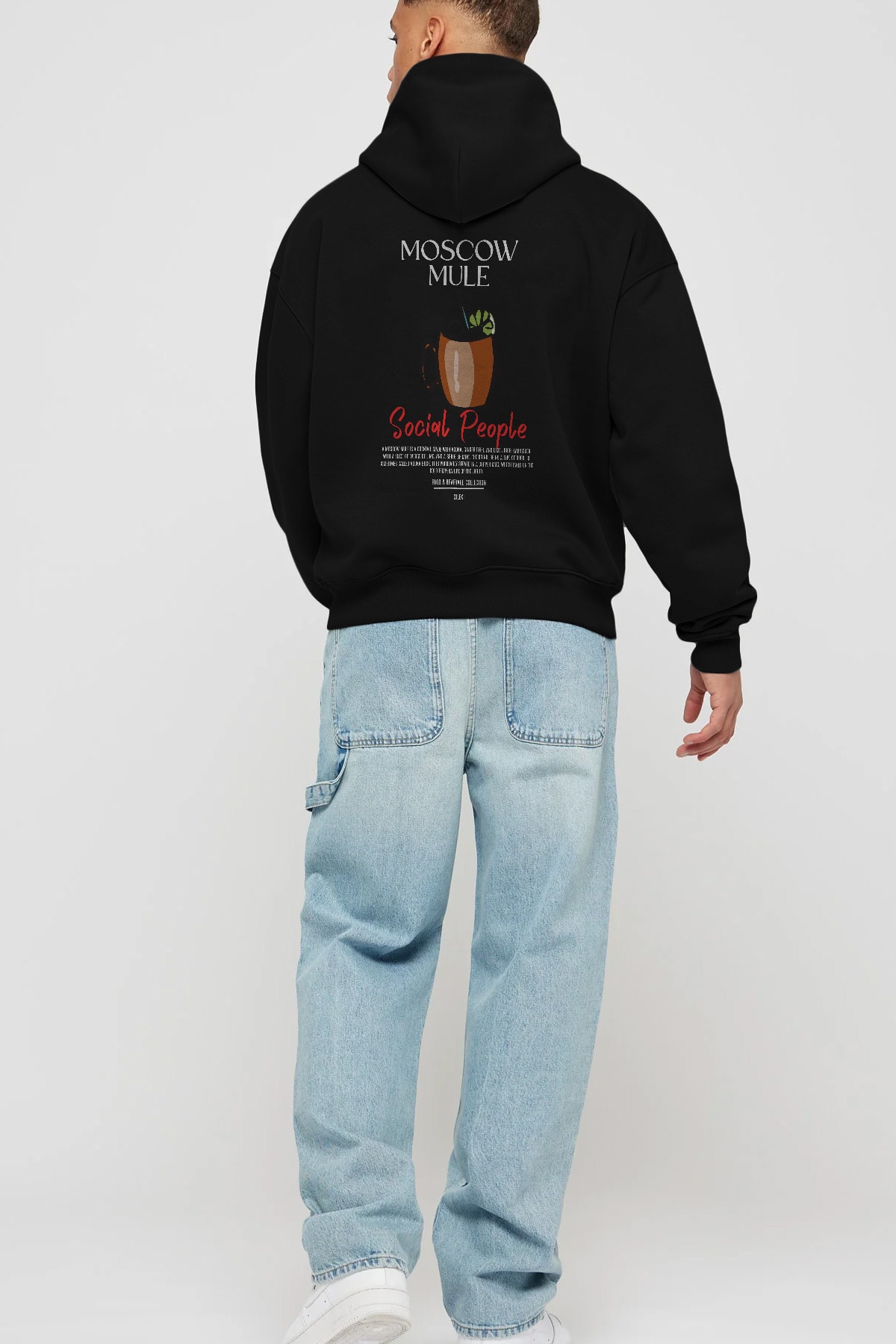 Moscow Mule Kokteyl Arka Baskılı Hoodie Oversize Kapüşonlu Sweatshirt Erkek Kadın
