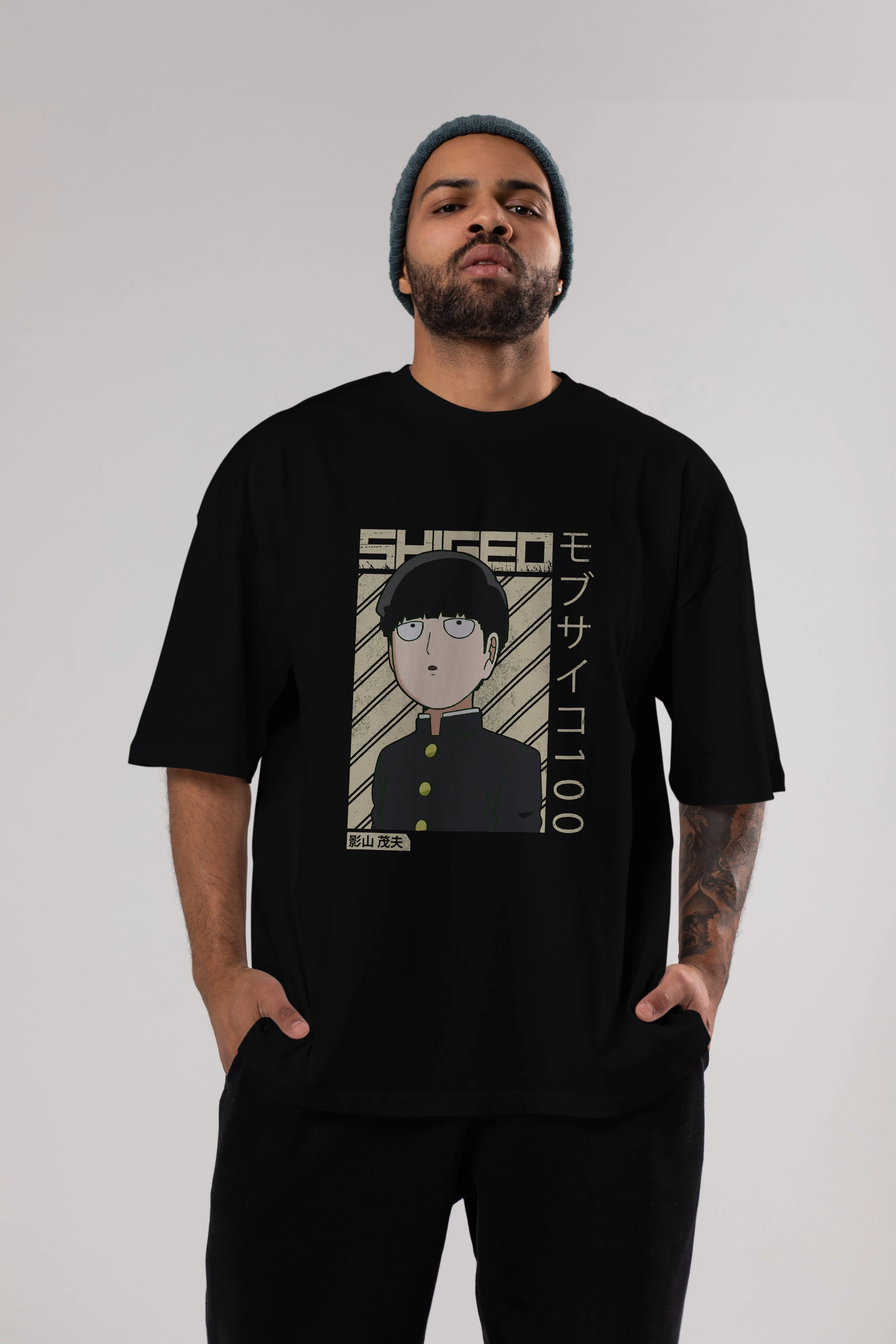 Shigeo Kageyama 2 Anime Ön Baskılı Oversize t-shirt %100 pamuk Erkek Kadın Unisex